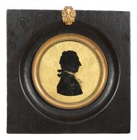 Six Verre Eglomise Silhouette Portraits of Gentleman