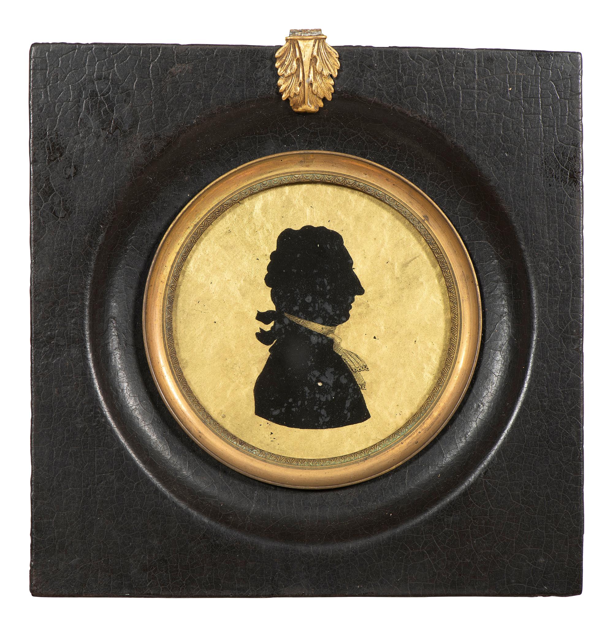 Six Verre Eglomise Silhouette Portraits of Gentleman