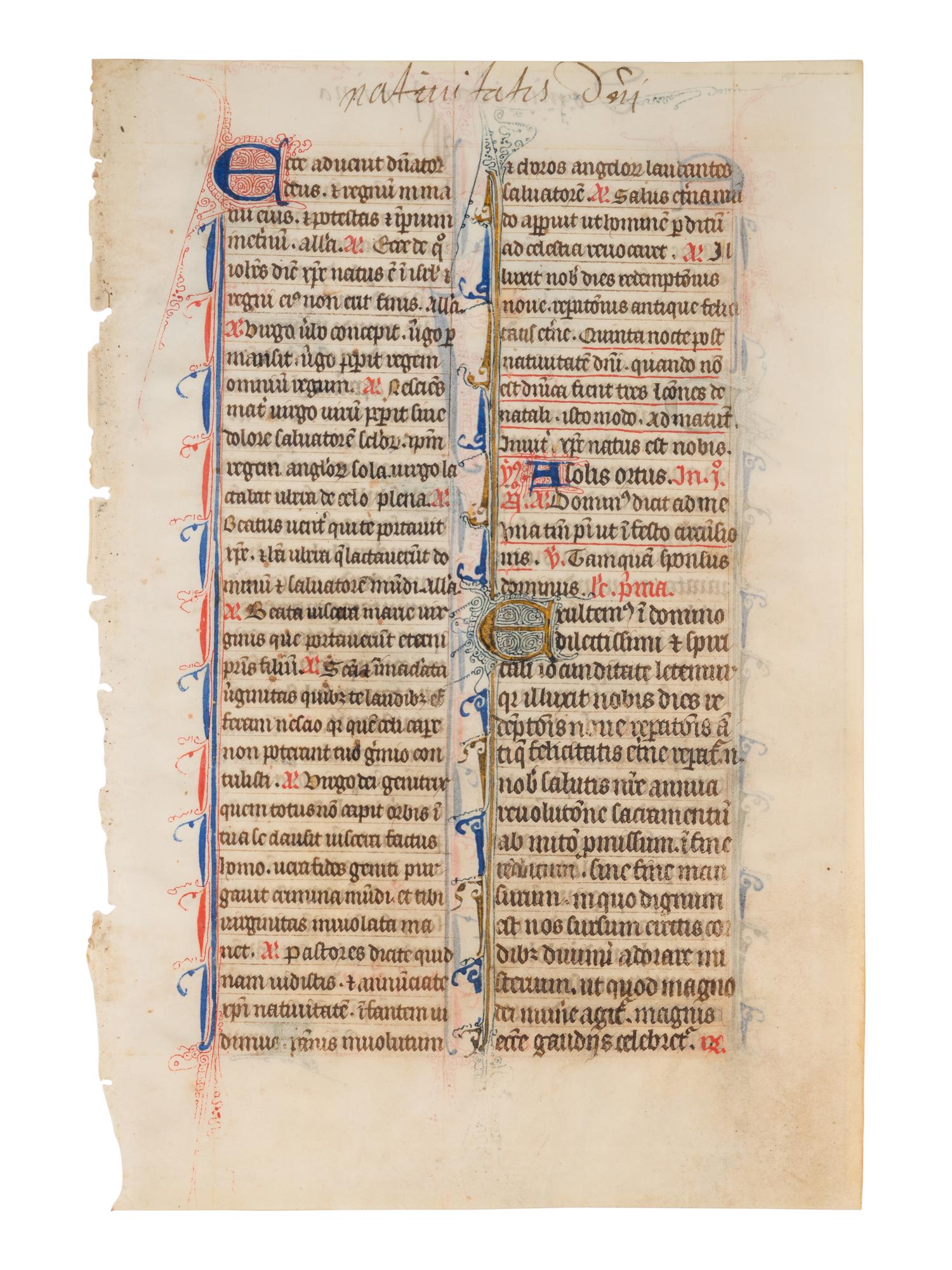 5 remarkable leaves illuminated from the late 13th to the late 15th century in France and England.