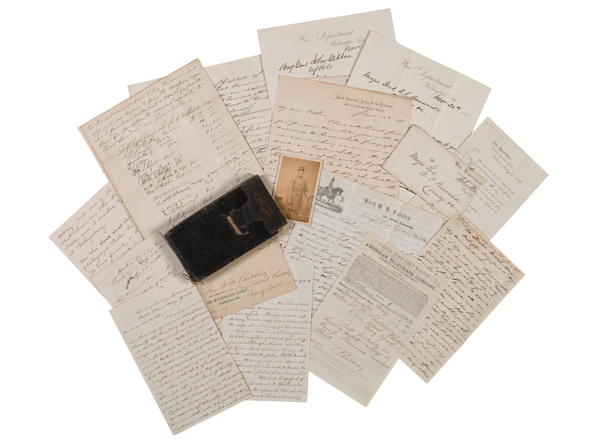 [CIVIL WAR]. War-date letters and diary of Capt. Tattnall Paulding (1840-1907), 6th US Cavalry, POW Battle of Fairfield, incl. Gettysburg Campaign and Libby Prison content.