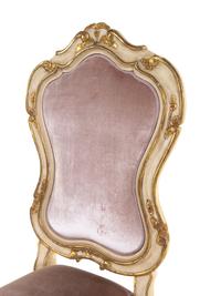 A Pair of Venetian Rococo Style Painted and Parcel Gilt Side Chairs