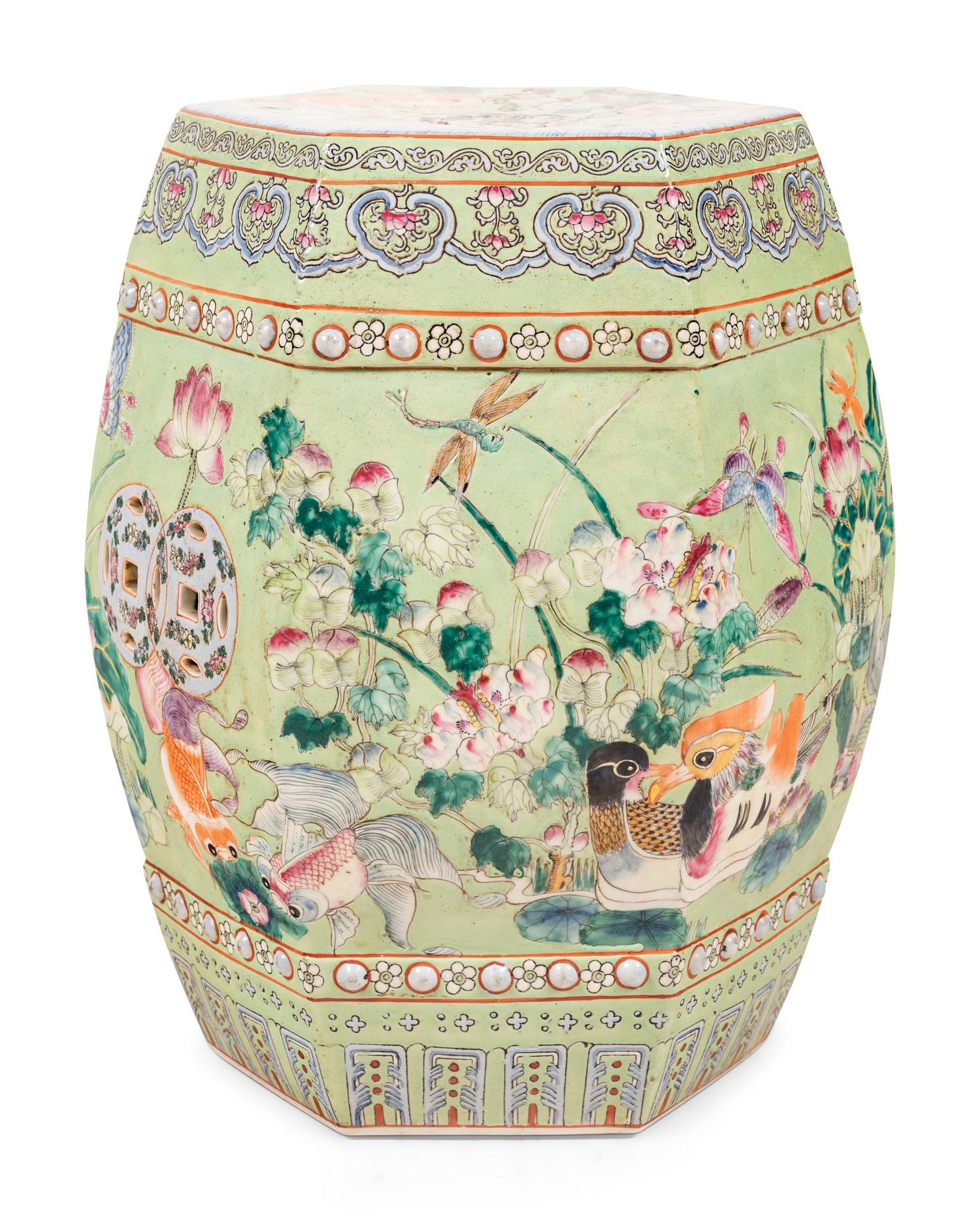 A Chinese Enameled Porcelain Garden Seat