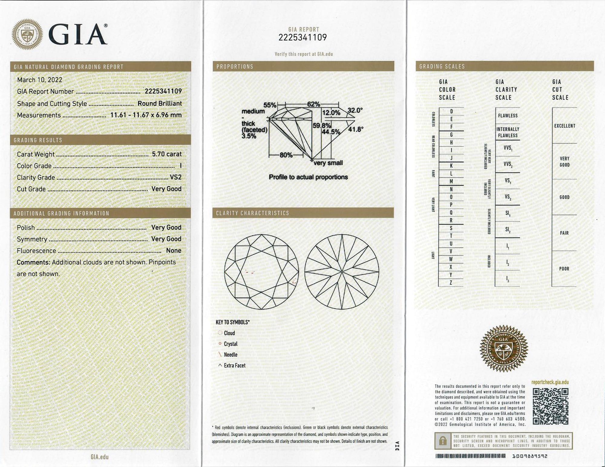 5.70 CARAT ROUND BRILLIANT CUT DIAMOND