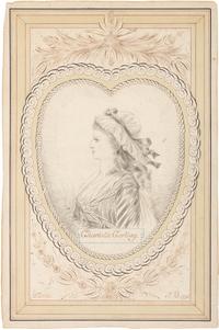 [FRENCH REVOLUTION]. CORDAY, Marie Charlotte (1763-1893). Ink and watercolor portrait of Charlotte Corday.