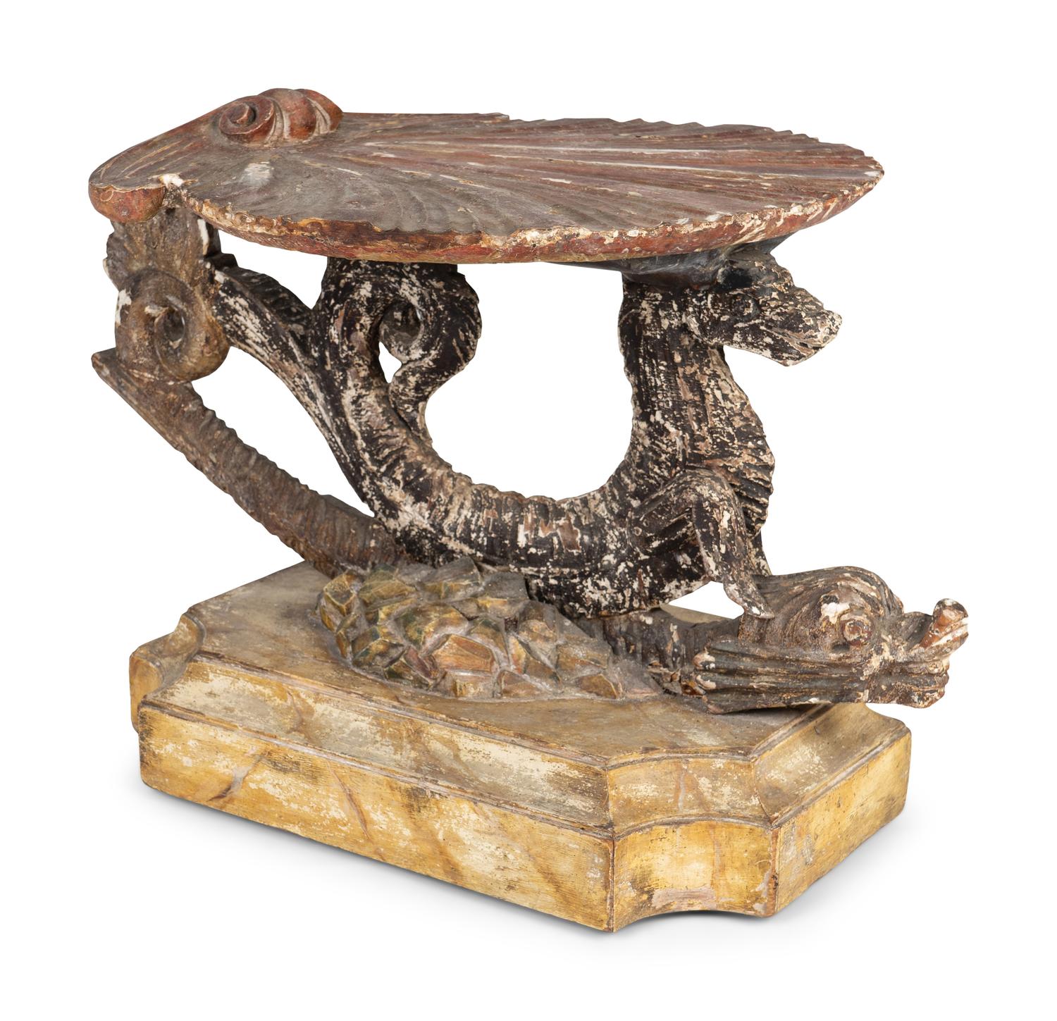 An Unusual Italian Silvered and Polychromed Grotto Low Table — 19TH CENTURY