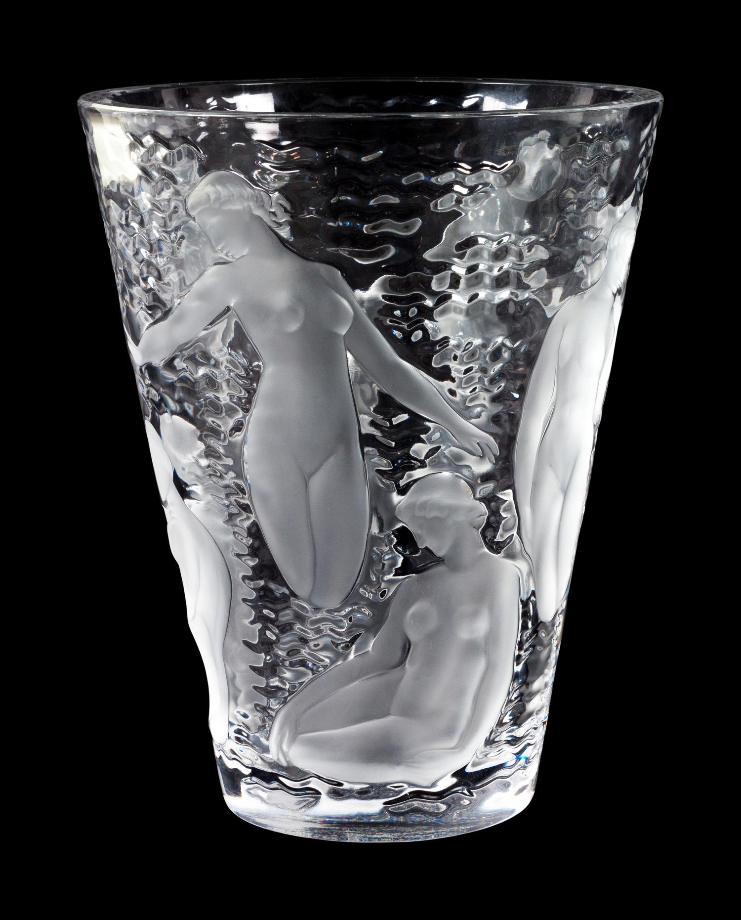A Lalique Ondines Crystal Vase