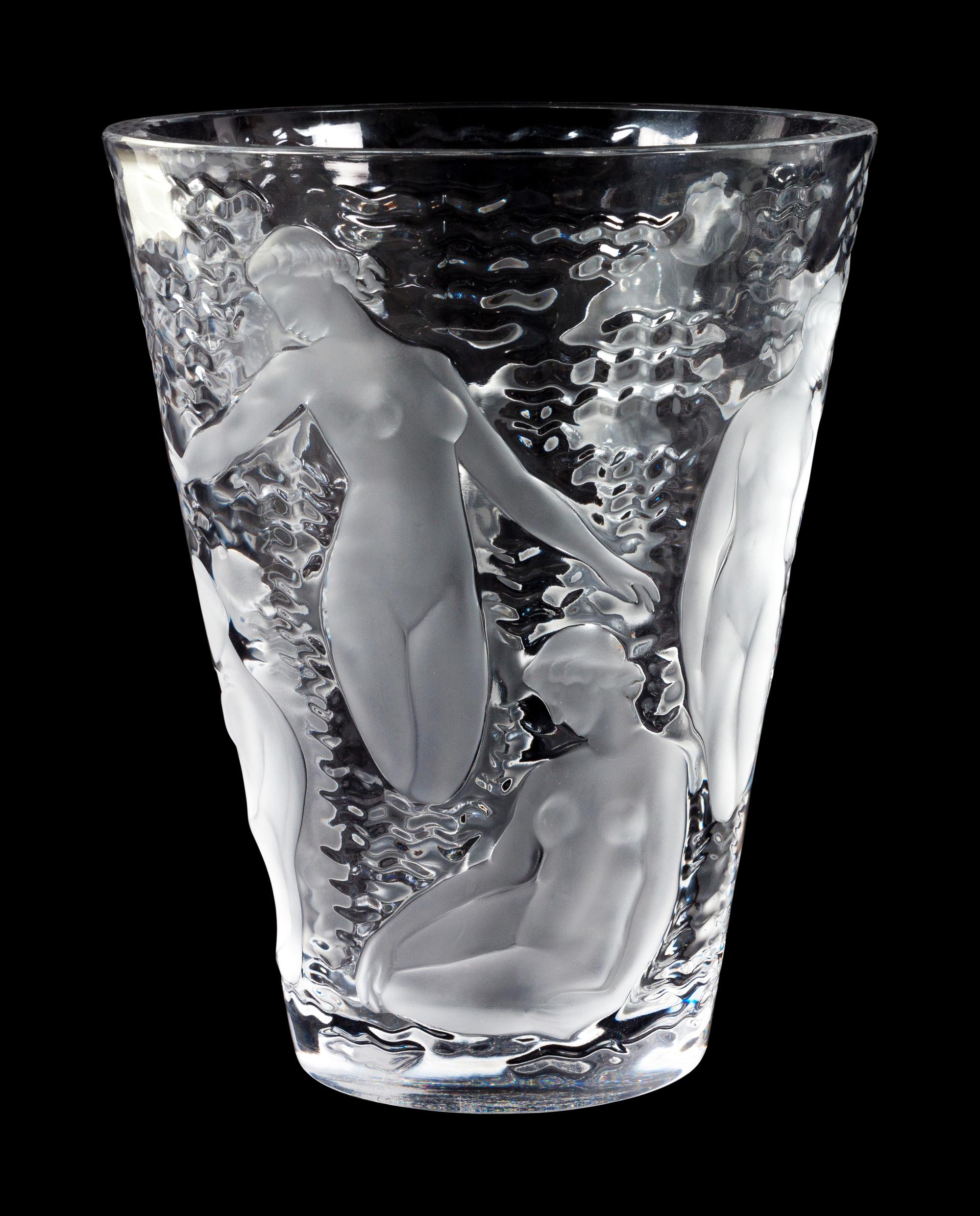 A Lalique Ondines Crystal Vase