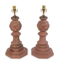 A Pair of Cast and Painted Metal Table Lamps — 20TH CENTURY