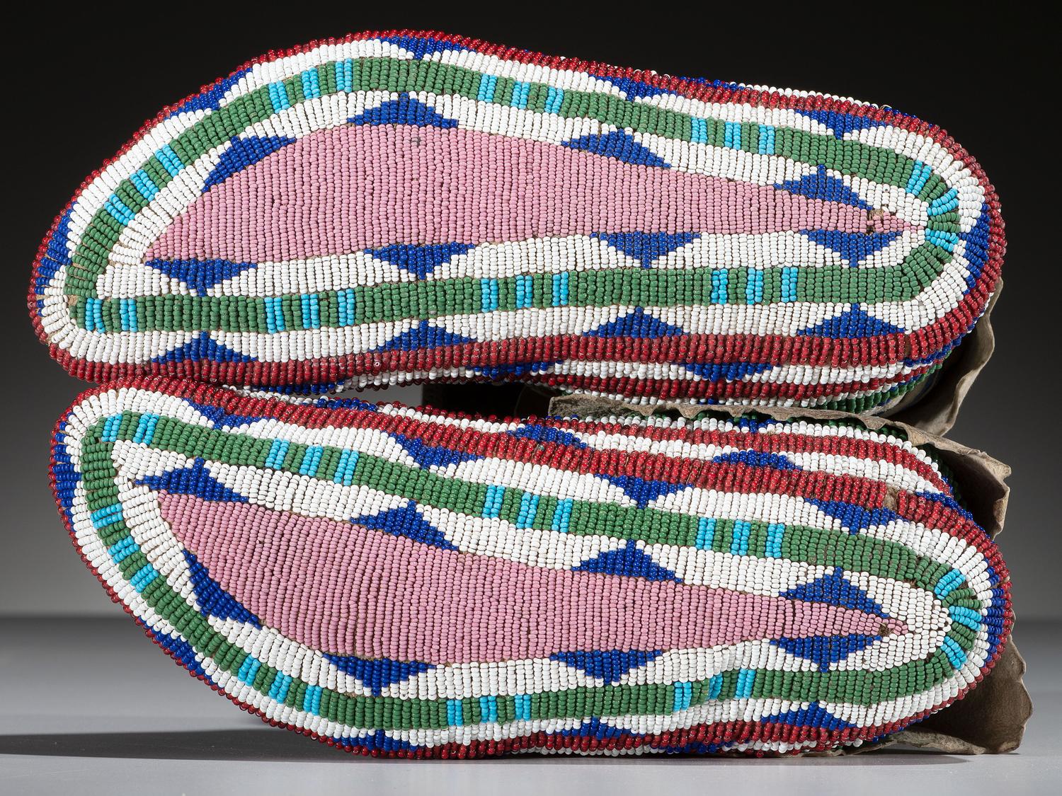 Sioux Fully Beaded Hide Moccasins