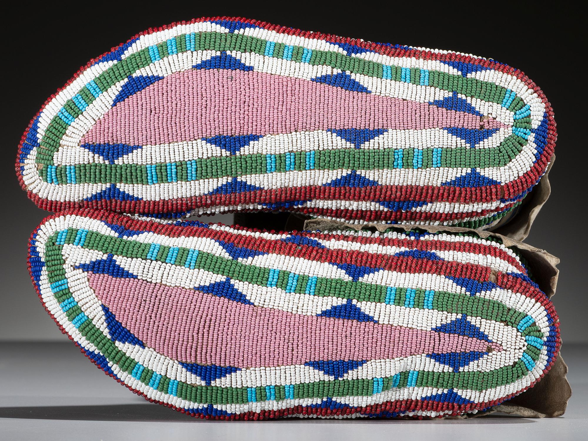 Sioux Fully Beaded Hide Moccasins