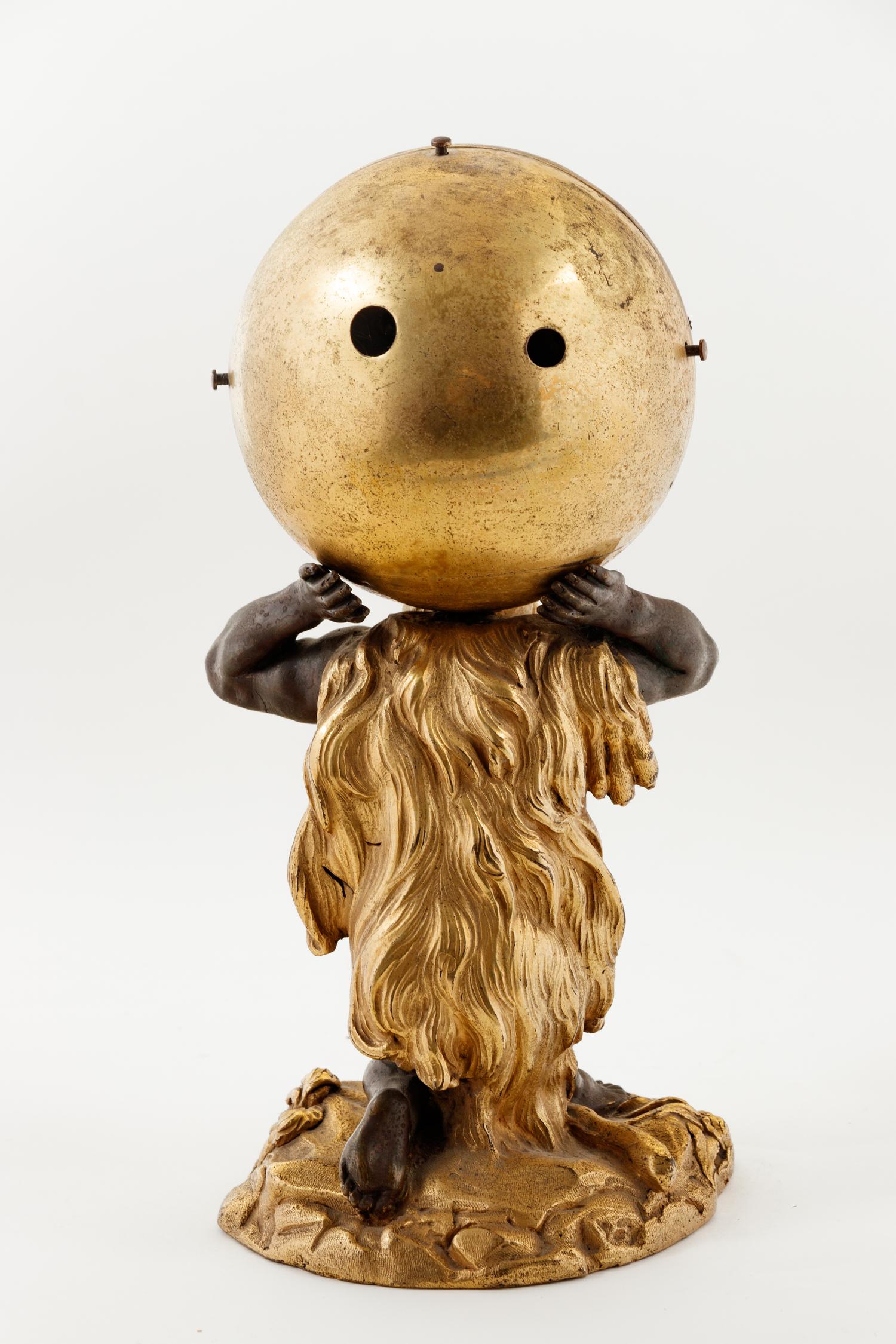 A Continental Parcel Gilt Bronze Figural Compound Mantel Clock and Barometer