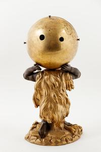 A Continental Parcel Gilt Bronze Figural Compound Mantel Clock and Barometer