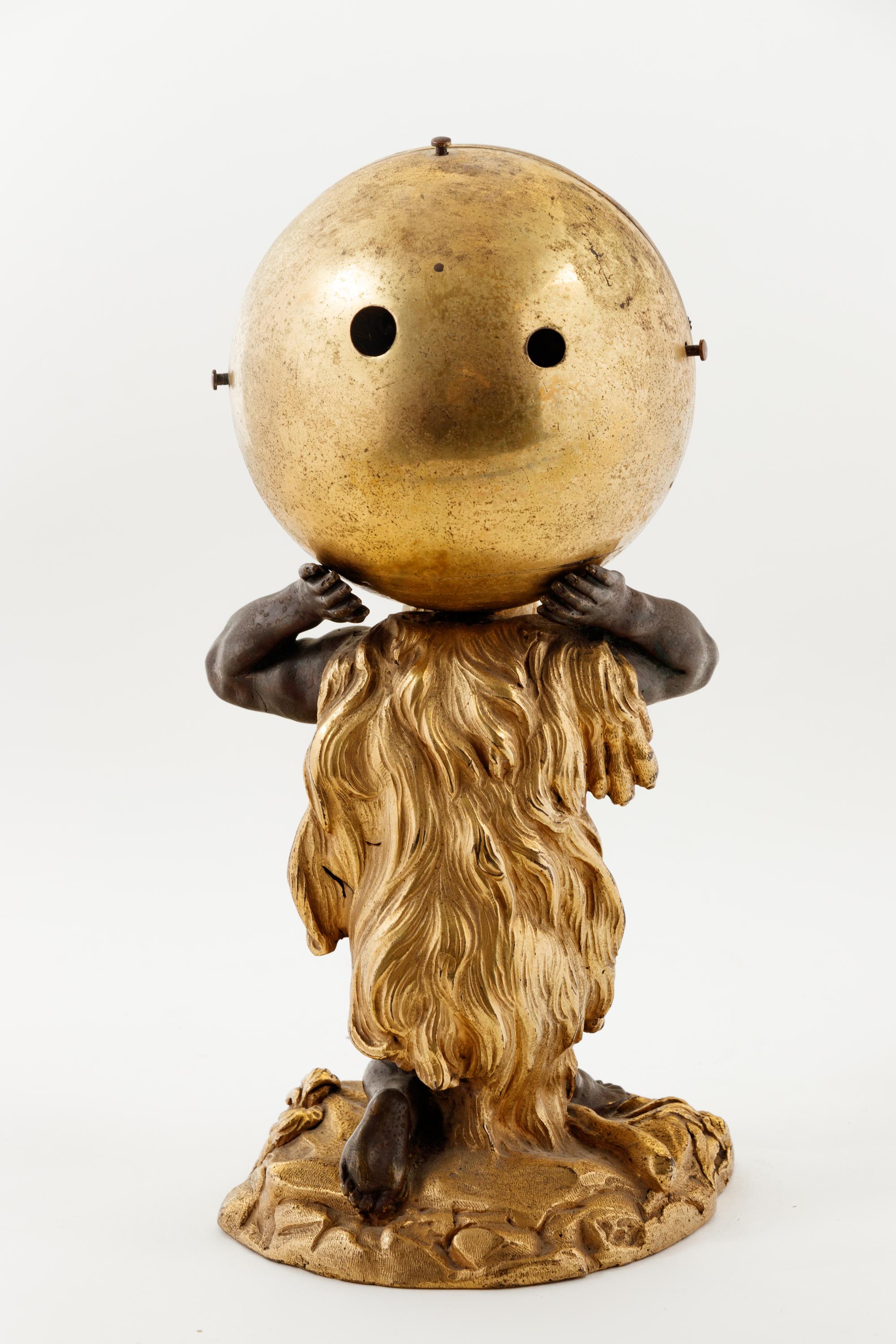 A Continental Parcel Gilt Bronze Figural Compound Mantel Clock and Barometer