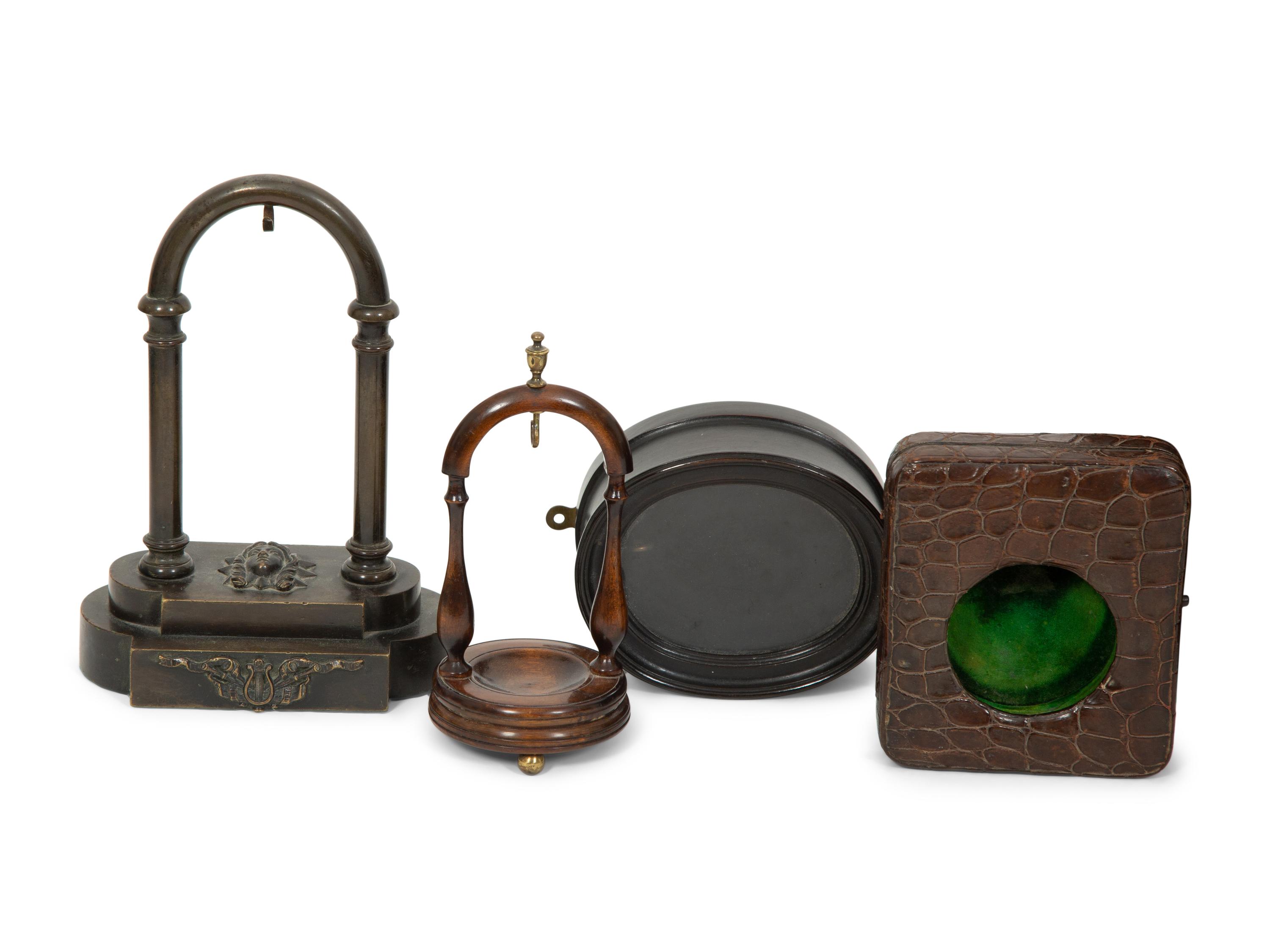 A Group of English and French Pocket Watch Boxes and Stands