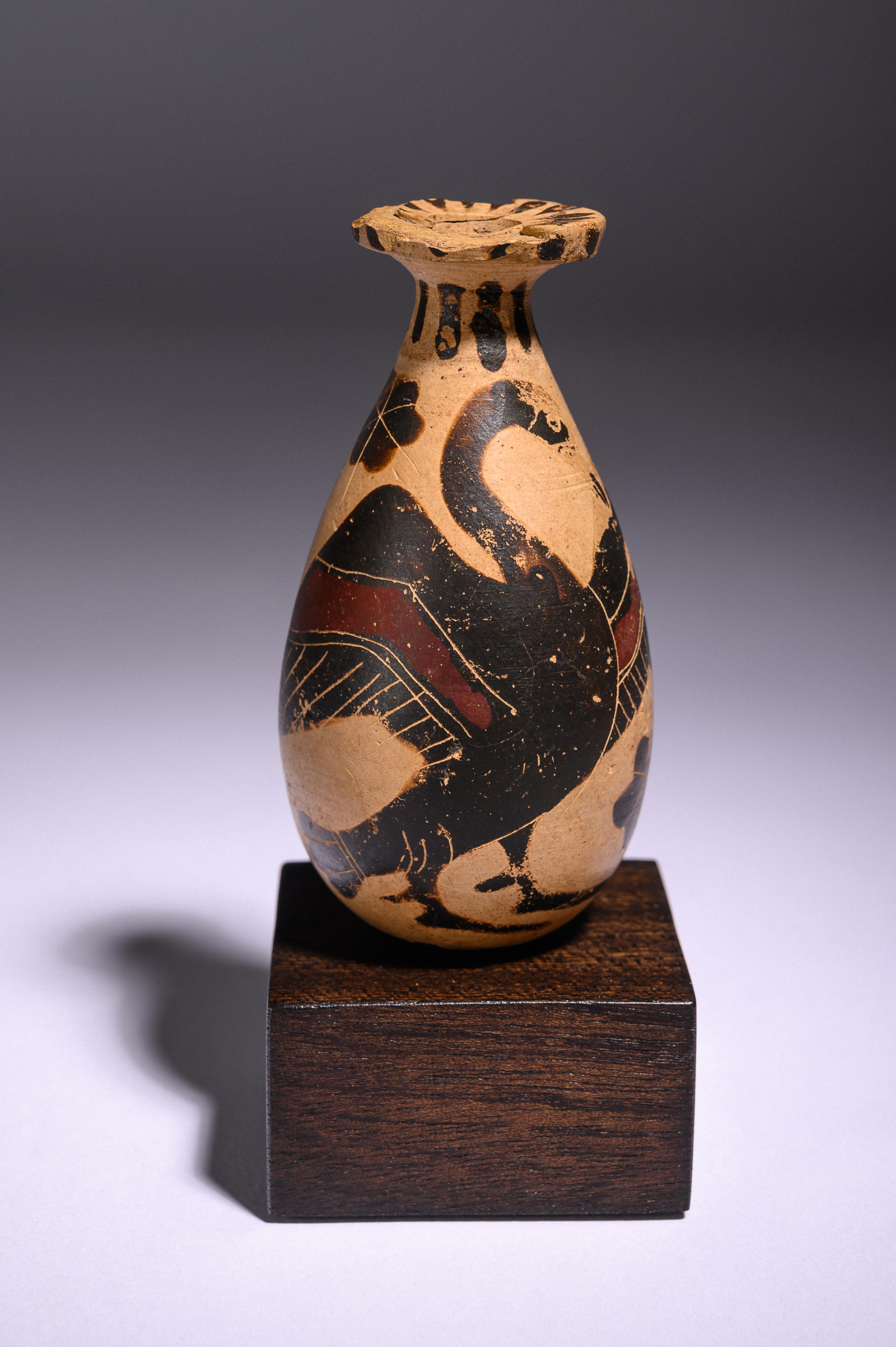 Two Corinthian Black-Figured Vessels: An Aryballos and An Alabastron