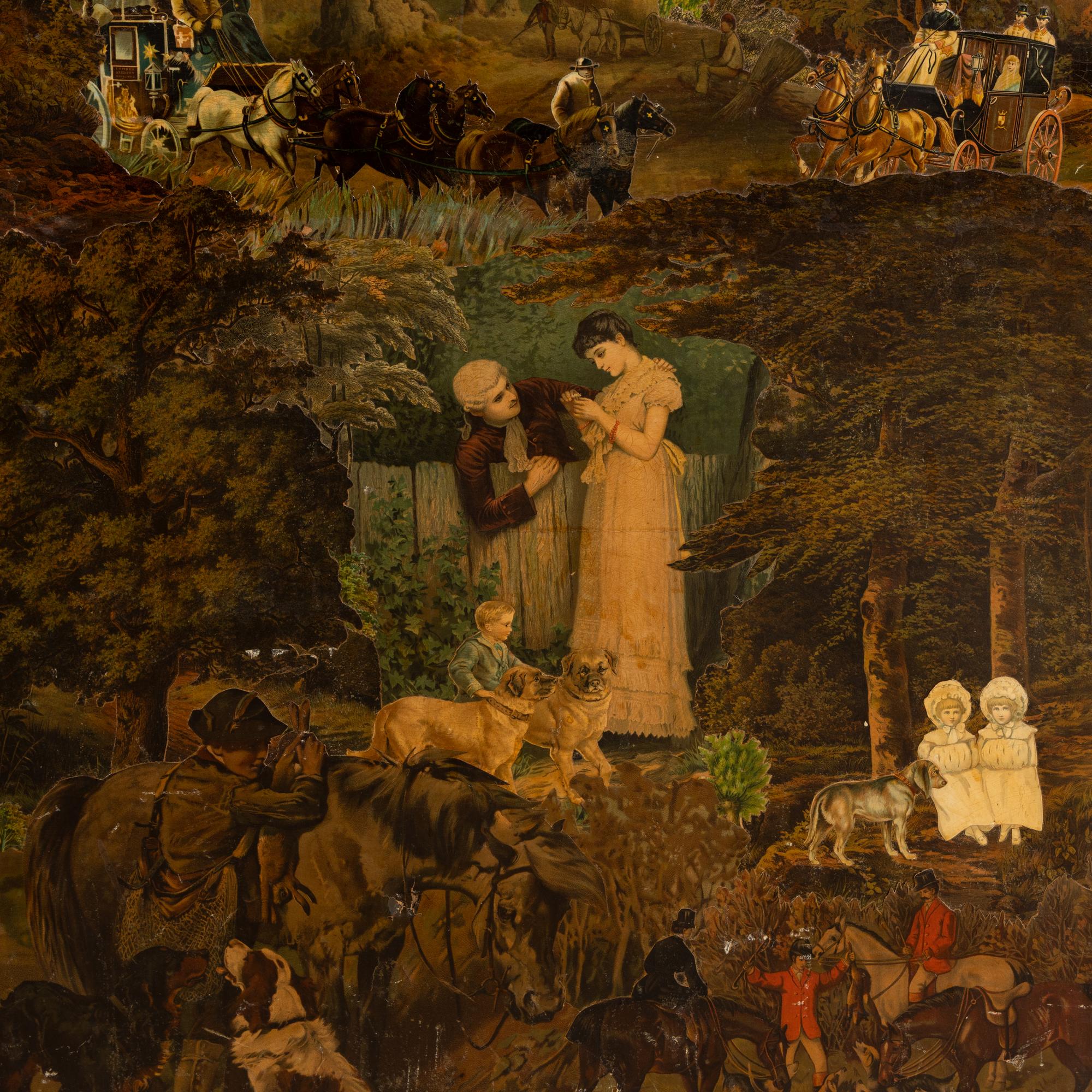 A Victorian Decoupage Four-Panel Floor Screen