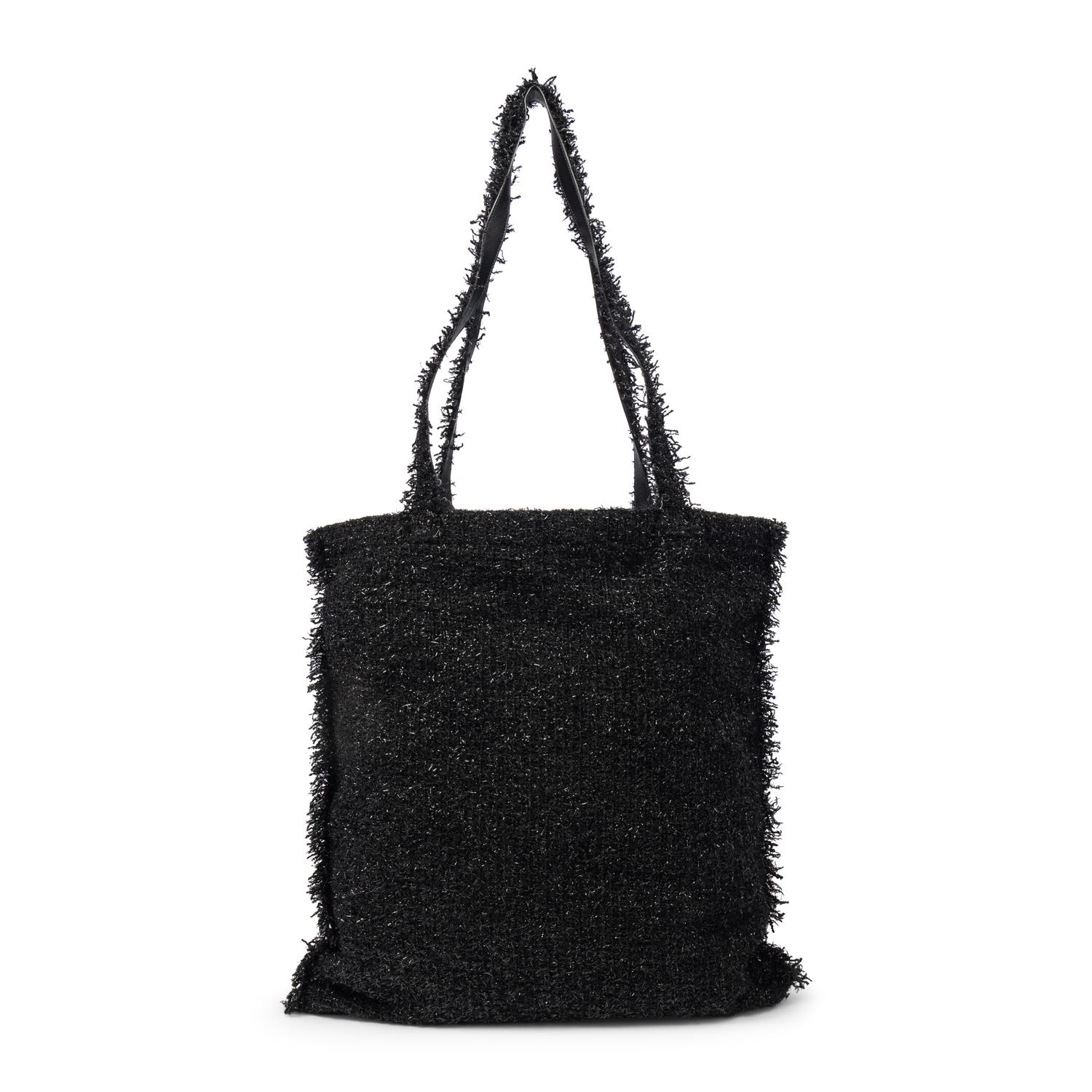 CHANEL, BLACK EYELASH TWEED TOTE BAG