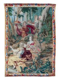 A Brussels Silk and Wool Tapestry Depicting Le Plaisir du Goûter — CIRCA 1700