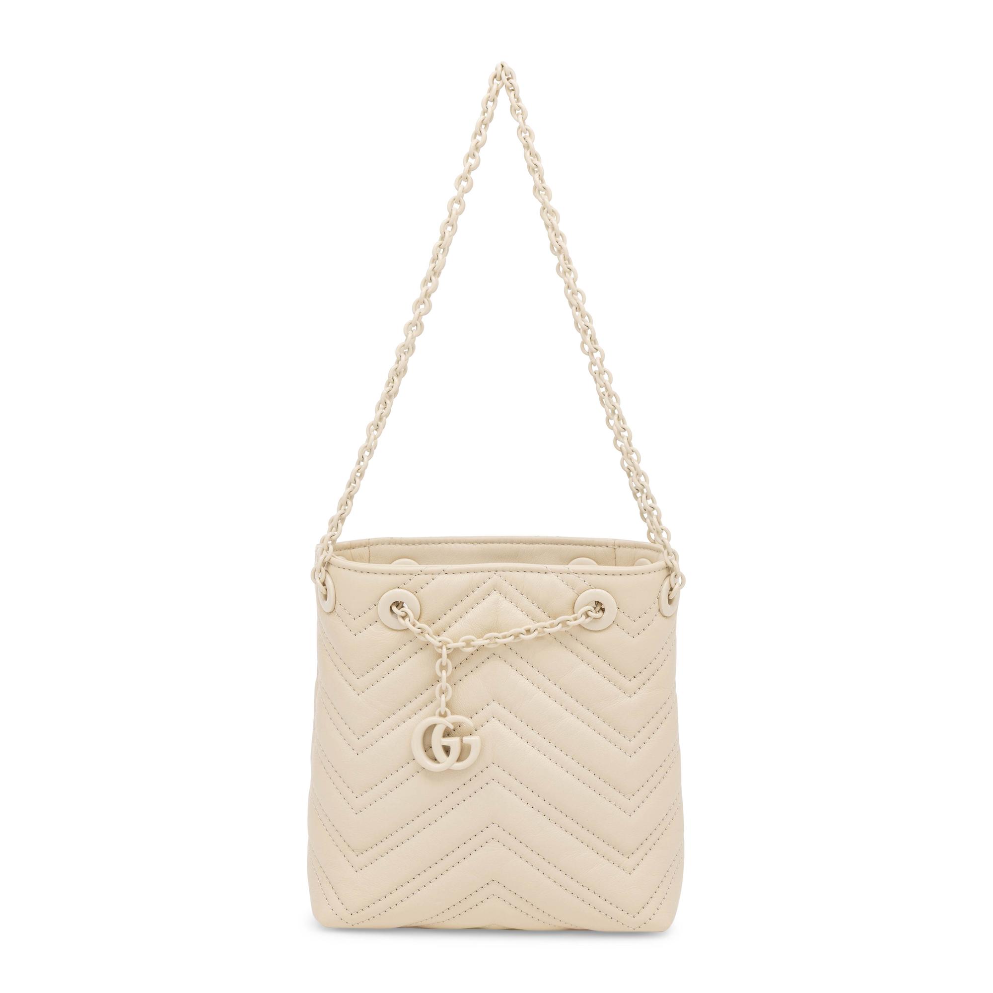 Gucci, Mini Marmont Bucket Bag in Alabaster Leather