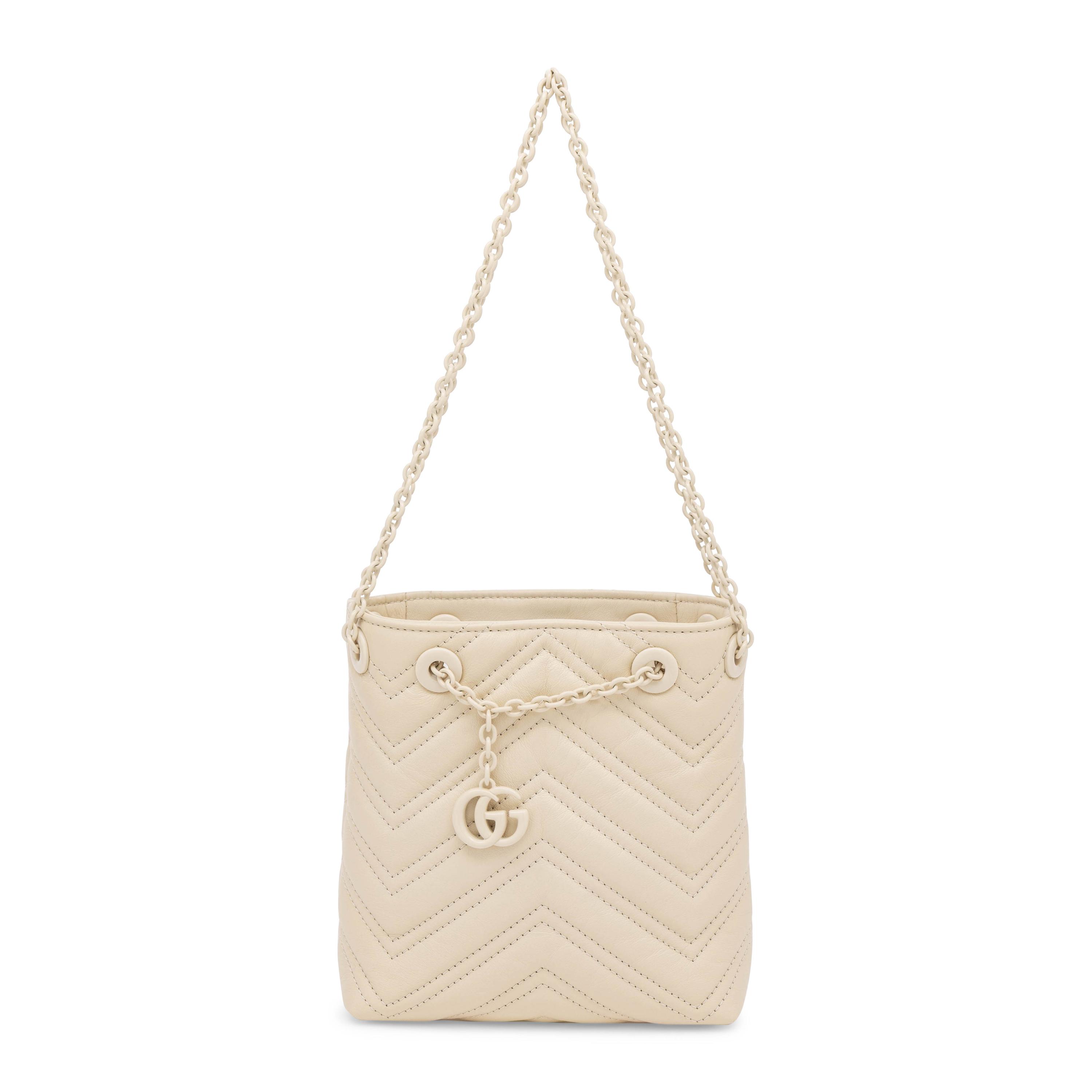 Gucci, Mini Marmont Bucket Bag in Alabaster Leather