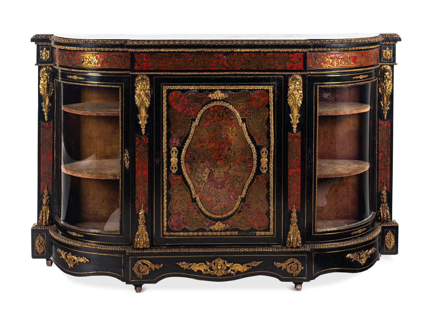 A Napoleon III Gilt Bronze Mounted Boulle Marquetry Console Cabinet