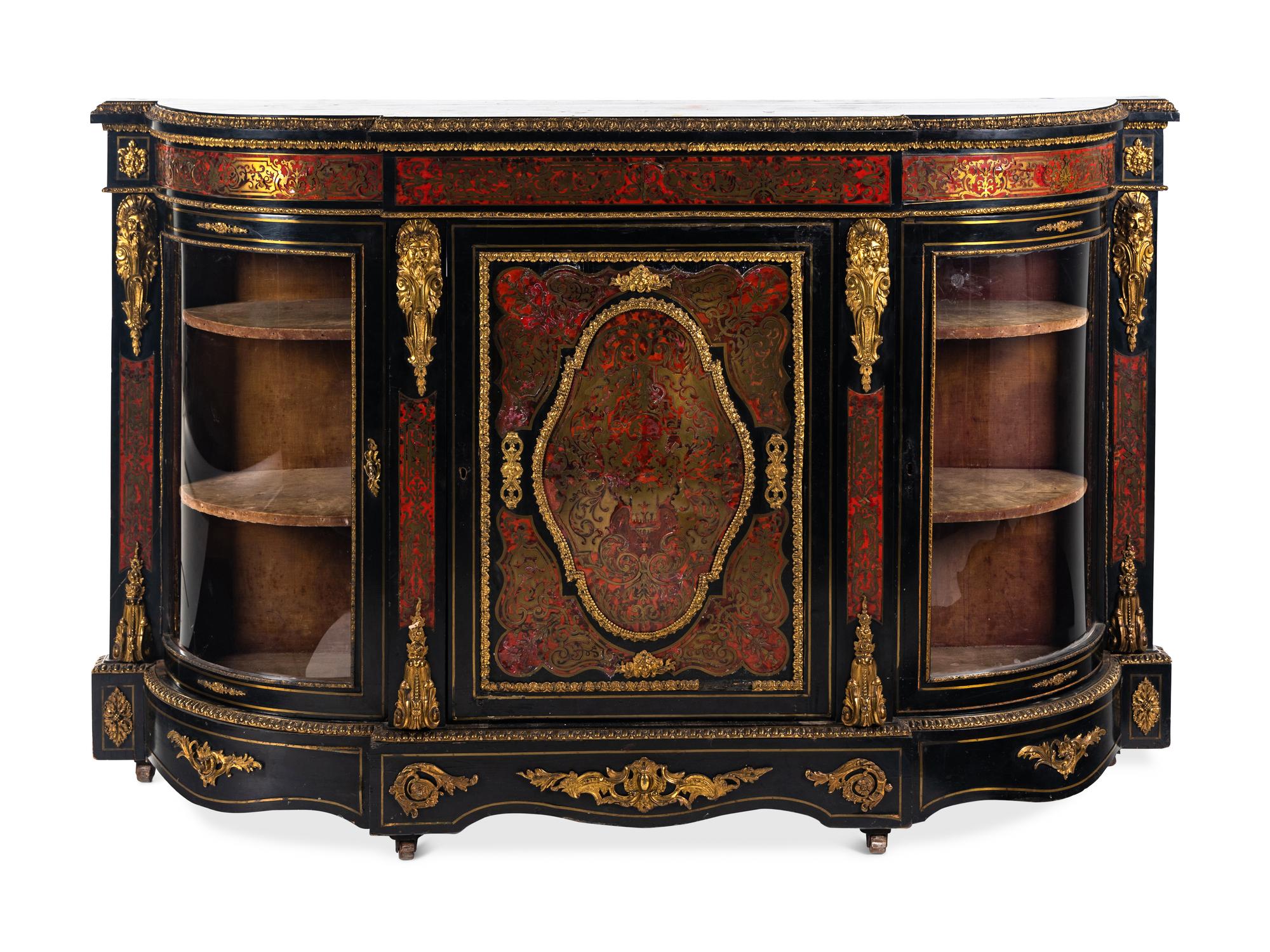 A Napoleon III Gilt Bronze Mounted Boulle Marquetry Console Cabinet