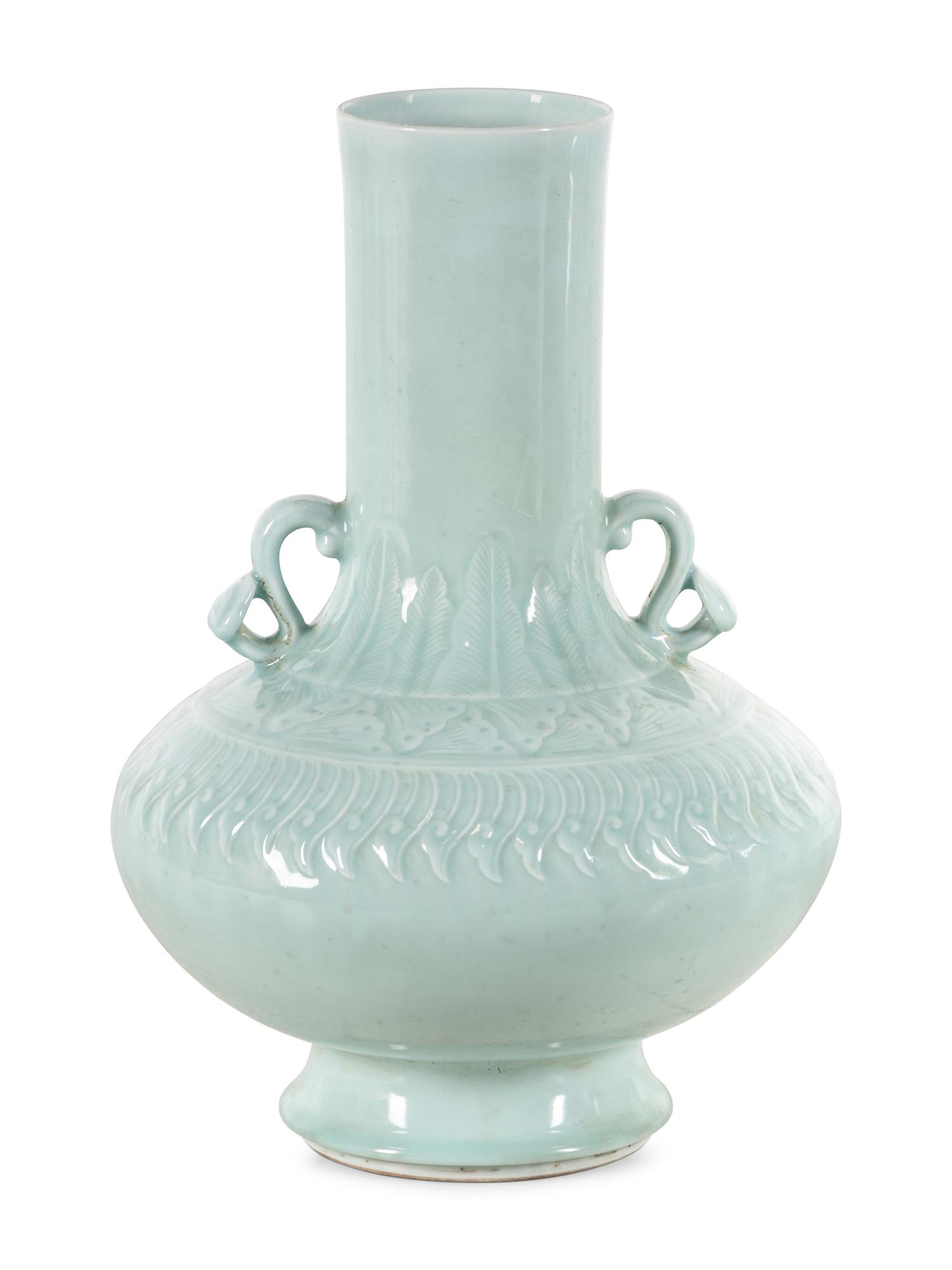 A Large Chinese Celadon Glazed Porcelain Vase