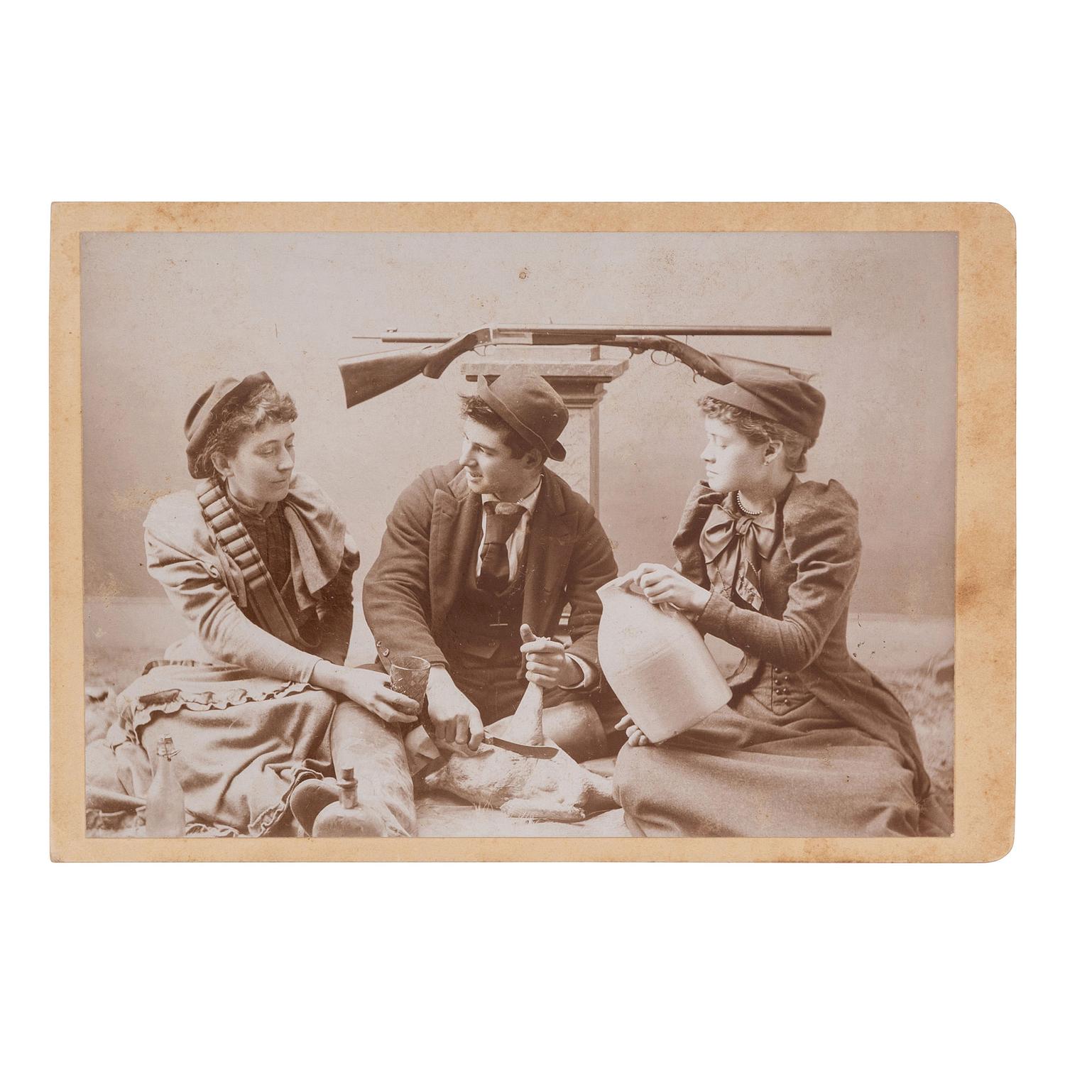 [EARLY PHOTOGRAPHY]. A group of 5 photographs of hunters or armed subjects, comprising: