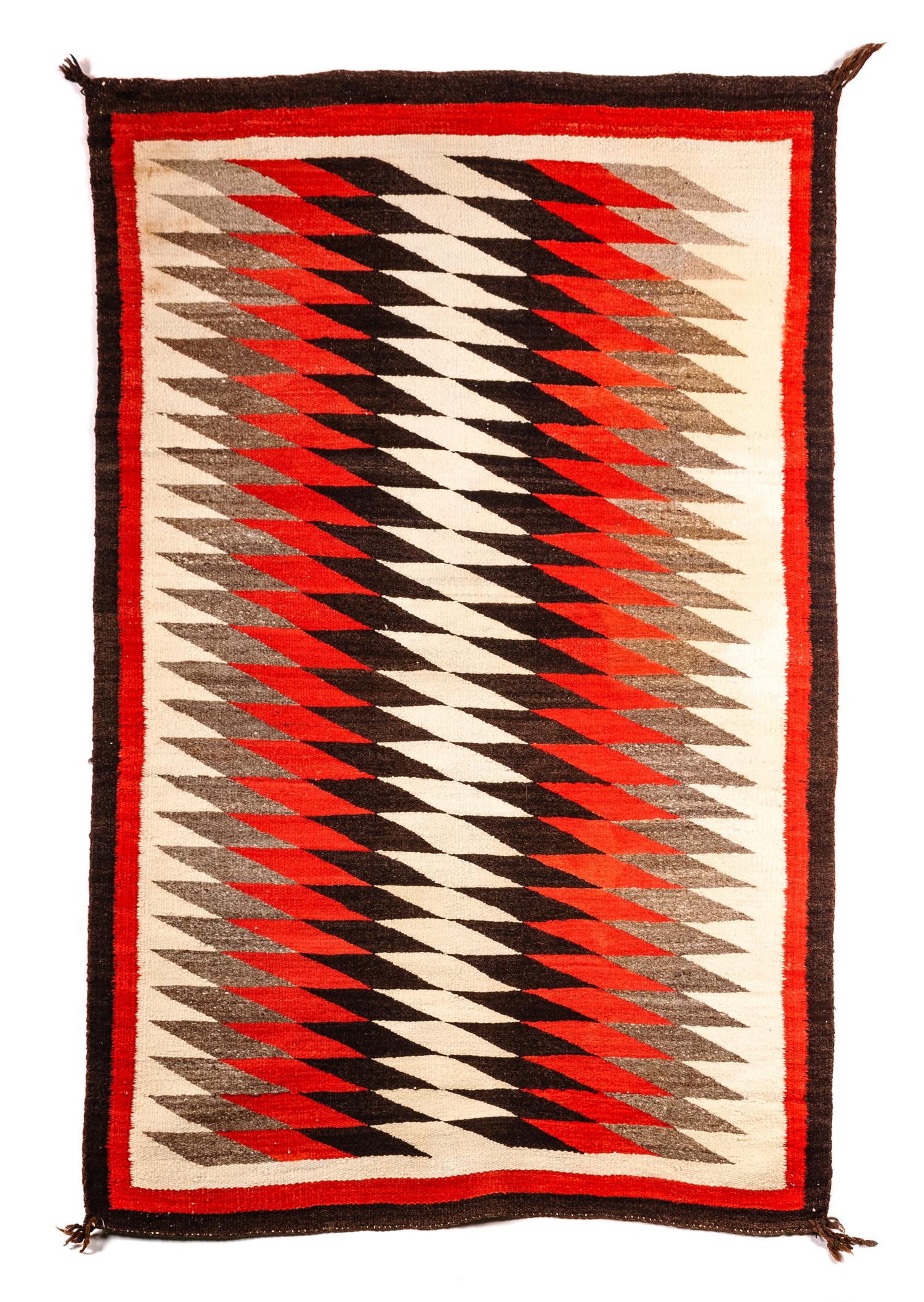 Group of Two Navajo Weavings Serrate Diamonds