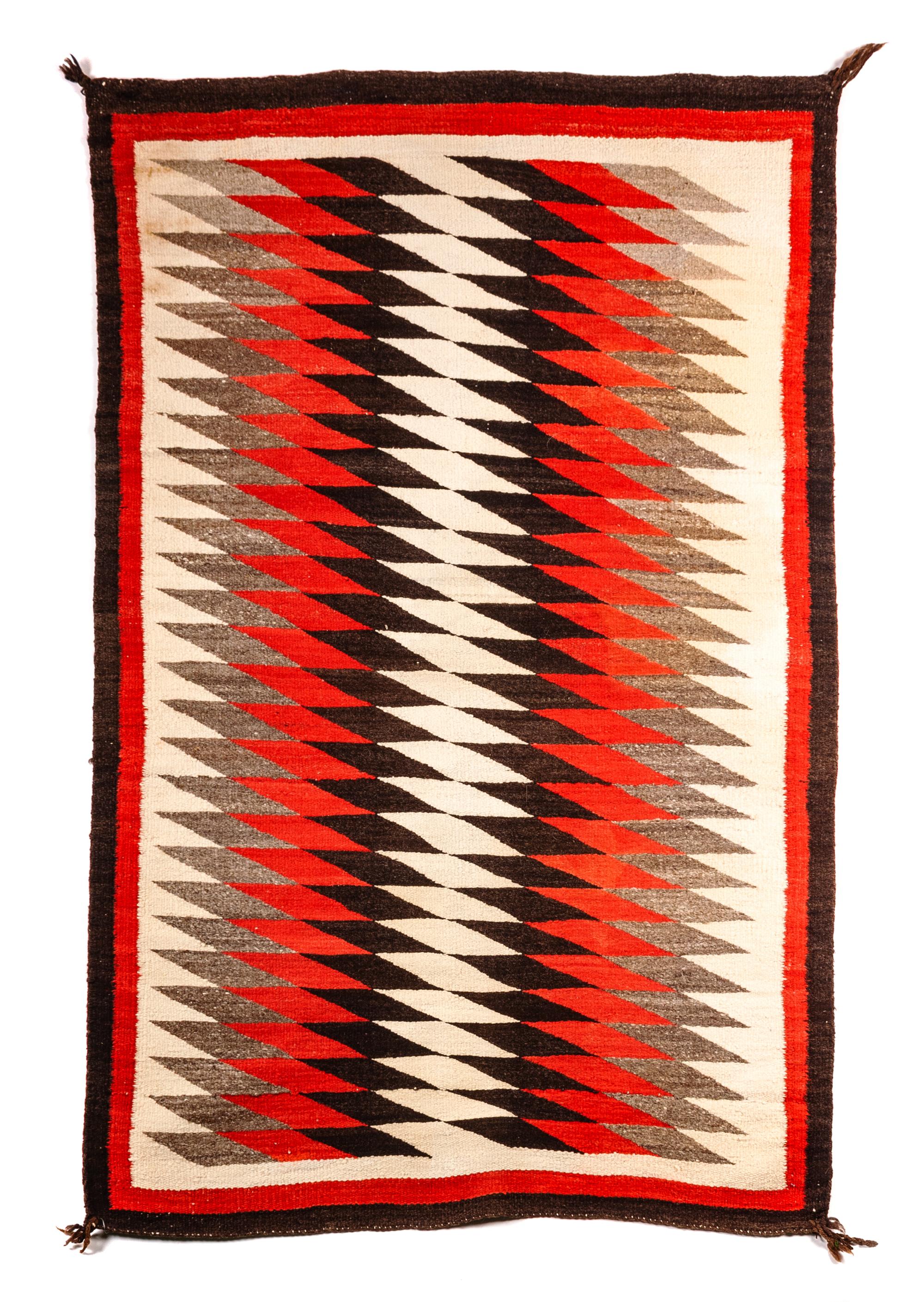 Group of Two Navajo Weavings Serrate Diamonds