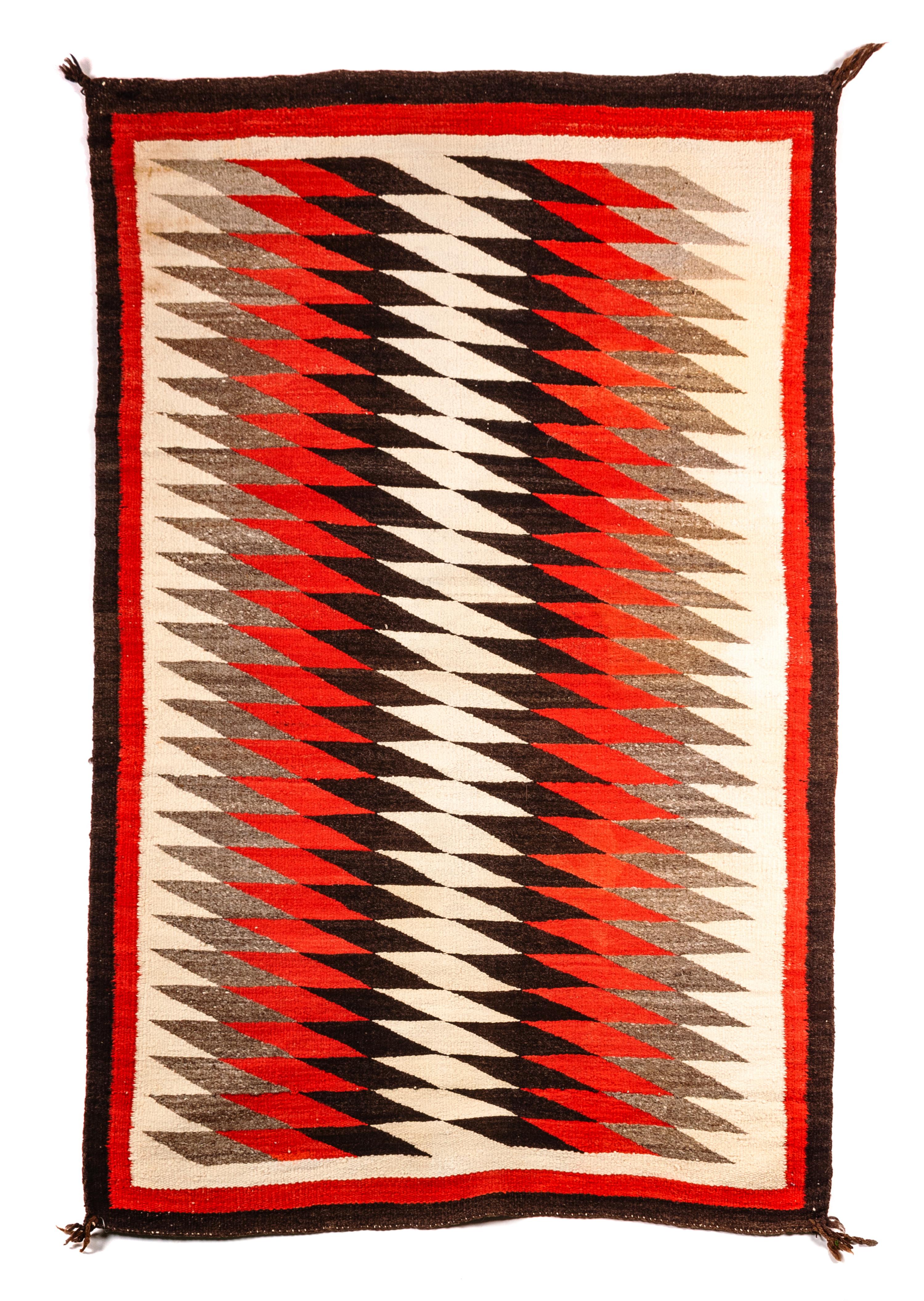 Group of Two Navajo Weavings Serrate Diamonds