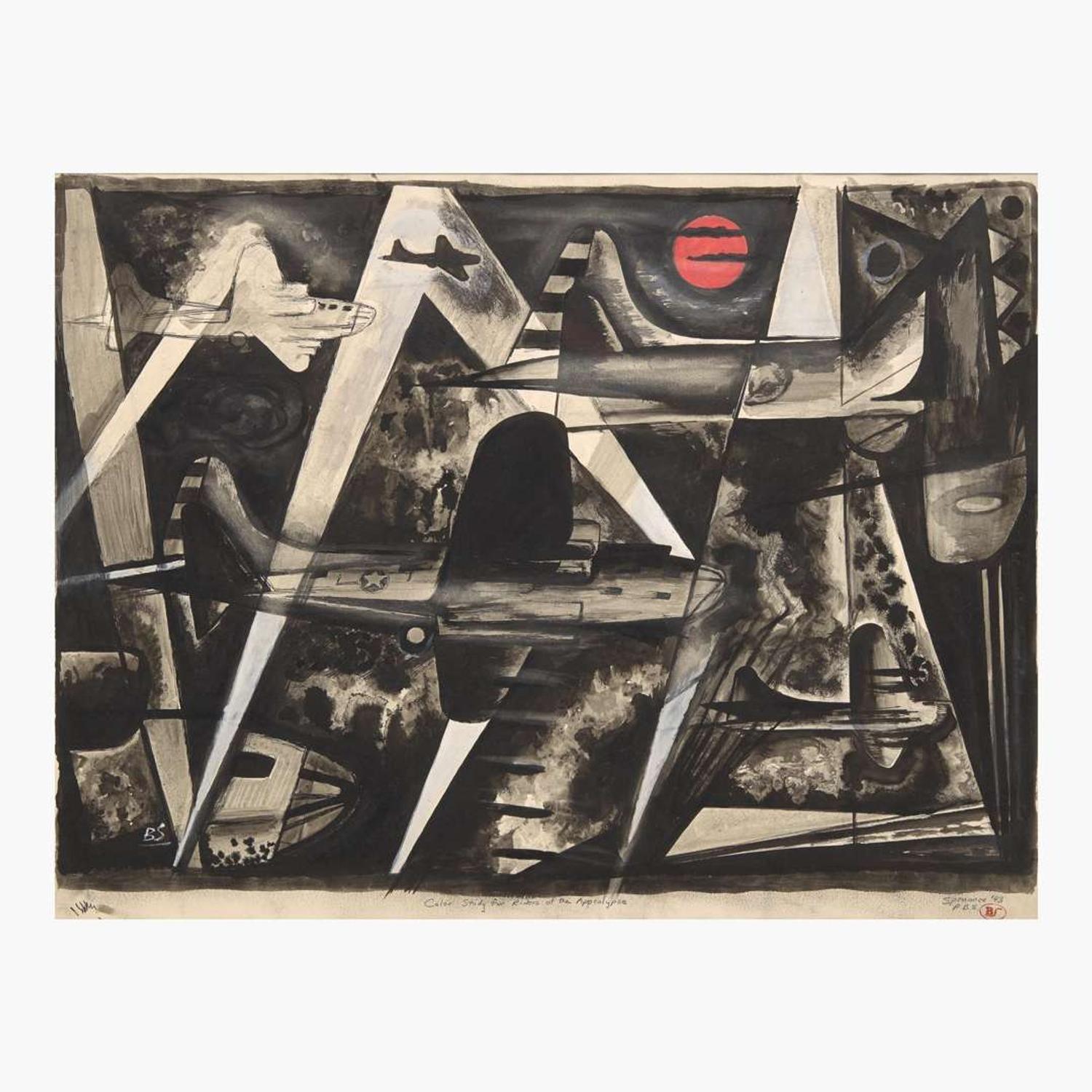 Benton Murdoch Spruance (American, 1904-1967) Color Study for 'Riders of the Apocalypse'