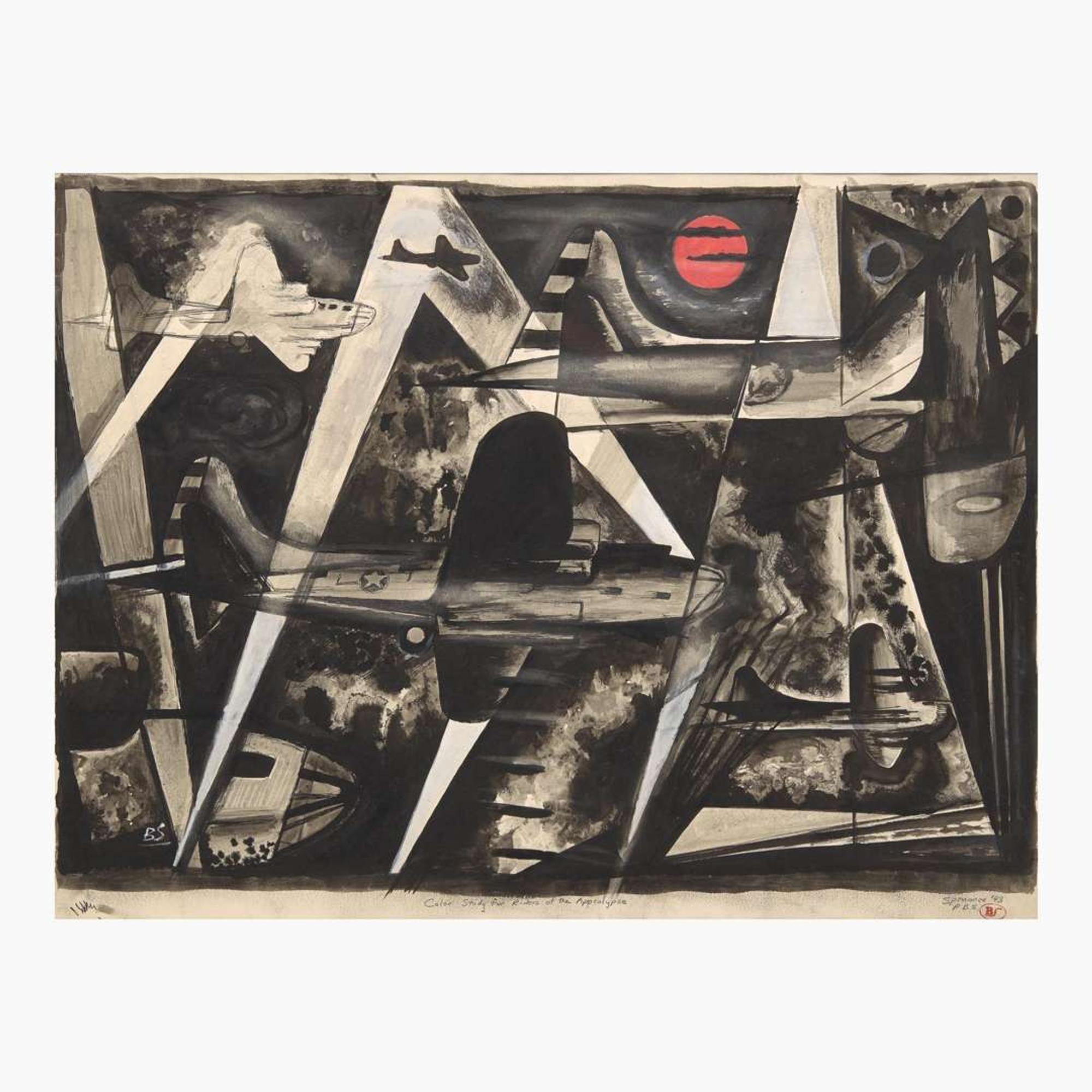 Benton Murdoch Spruance (American, 1904-1967) Color Study for 'Riders of the Apocalypse'