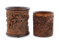 Two Chinese Bamboo Brushpots, Bitong
