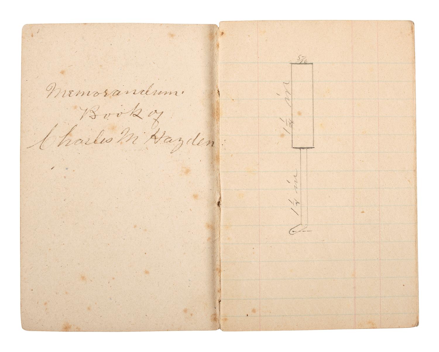[SCIENCE & TECHNOLOGY]. Charles M. Hayden (1845-1934) archive featuring a patent model for a gun mount with associated photographs, letters, and sketchbook.