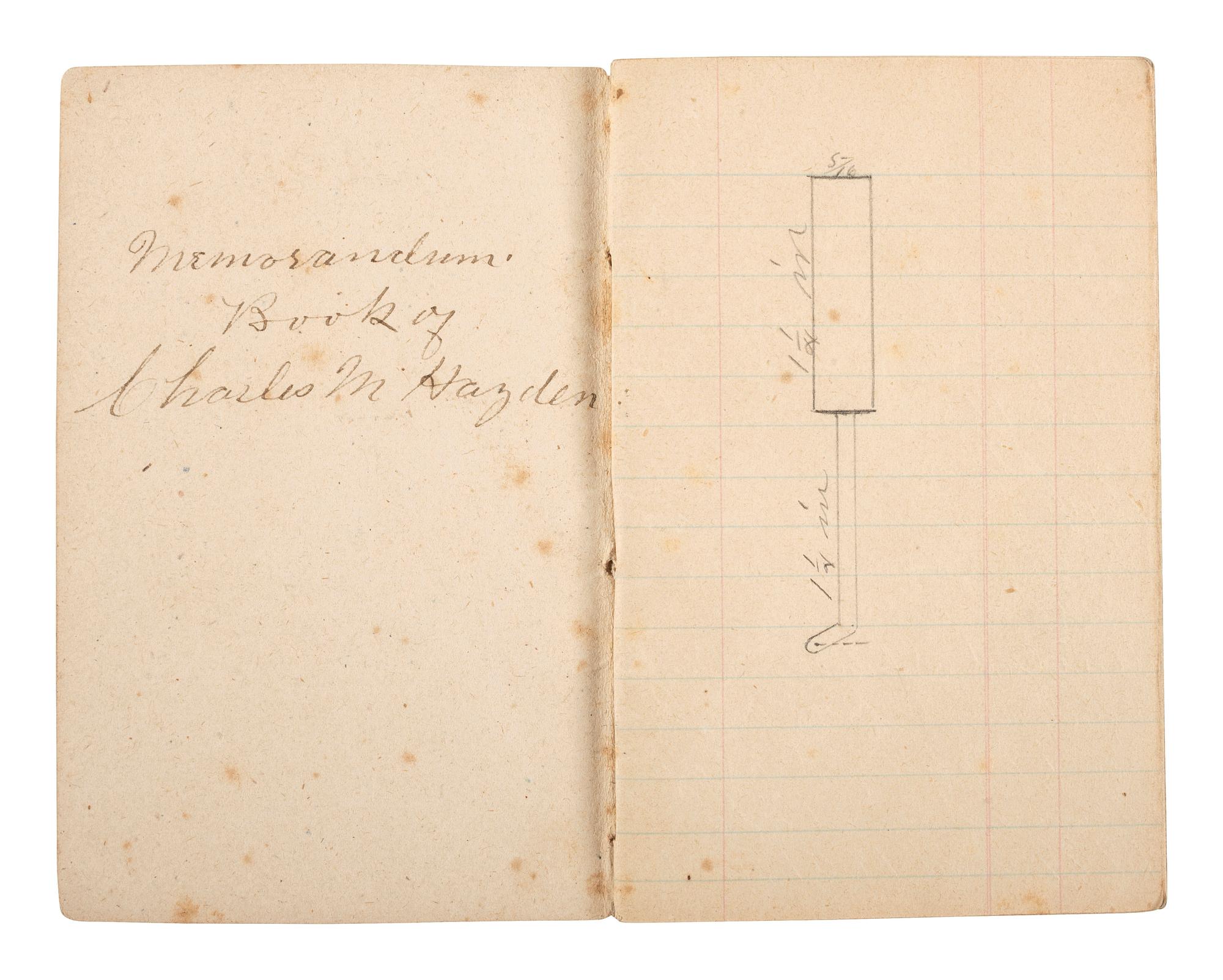 [SCIENCE & TECHNOLOGY]. Charles M. Hayden (1845-1934) archive featuring a patent model for a gun mount with associated photographs, letters, and sketchbook.