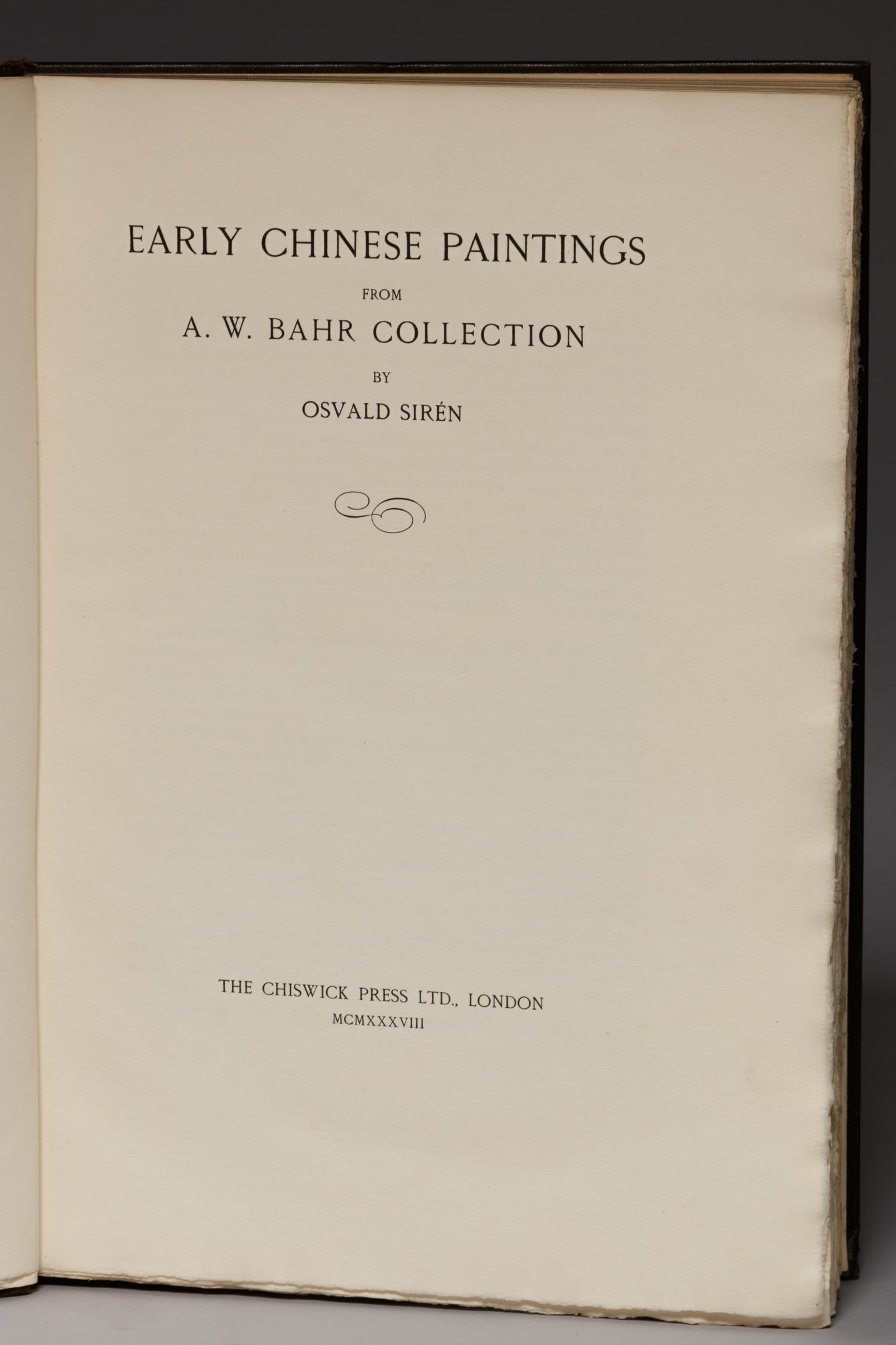 [PAINTING & CALLIGRAPHY] SIRÉN, Osvald (1887-1966). Chinese Painting: Leading Masters and Principles. London: Lund & Humphries, 1956.