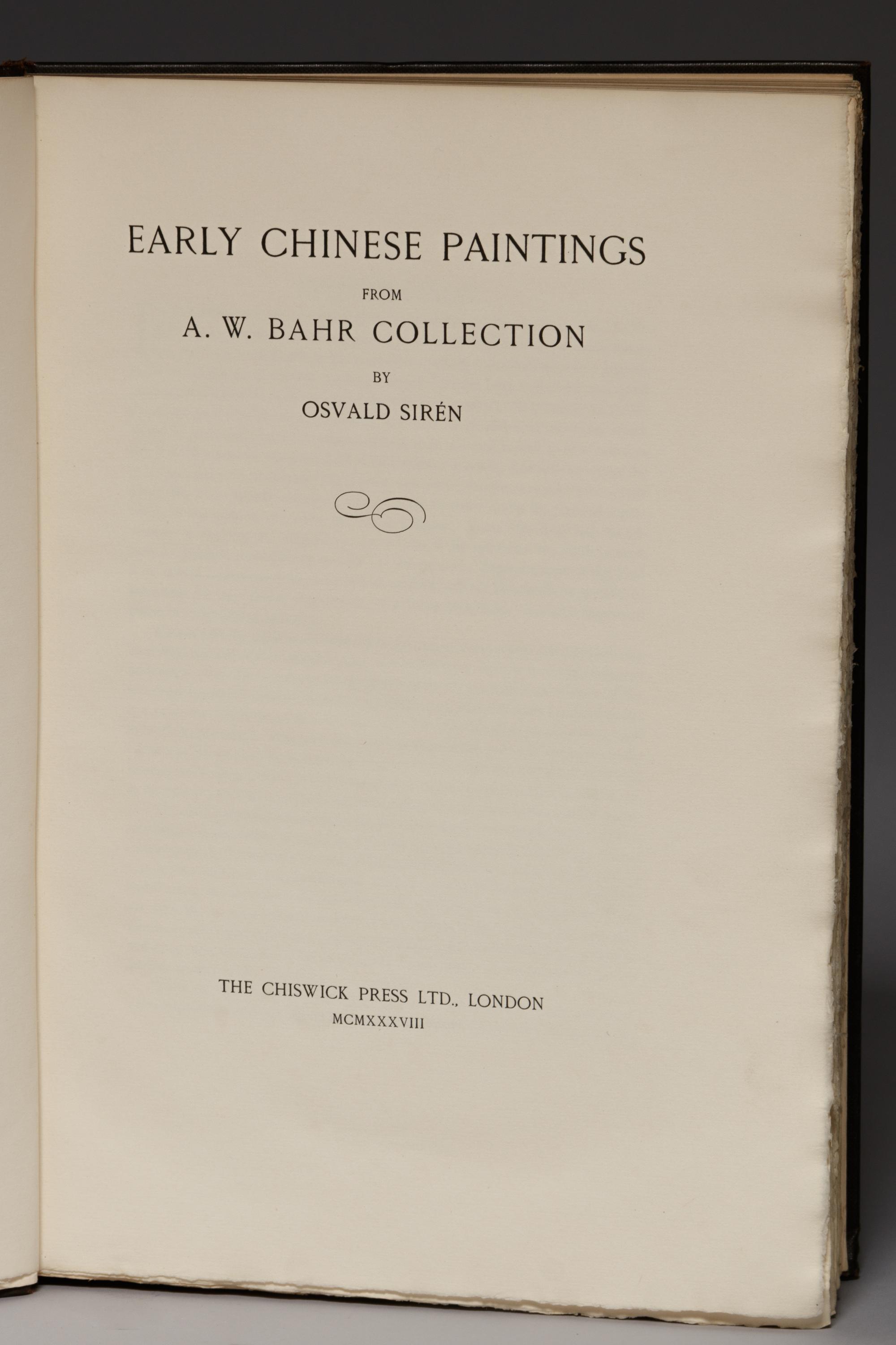 [PAINTING & CALLIGRAPHY] SIRÉN, Osvald (1887-1966). Chinese Painting: Leading Masters and Principles. London: Lund & Humphries, 1956.