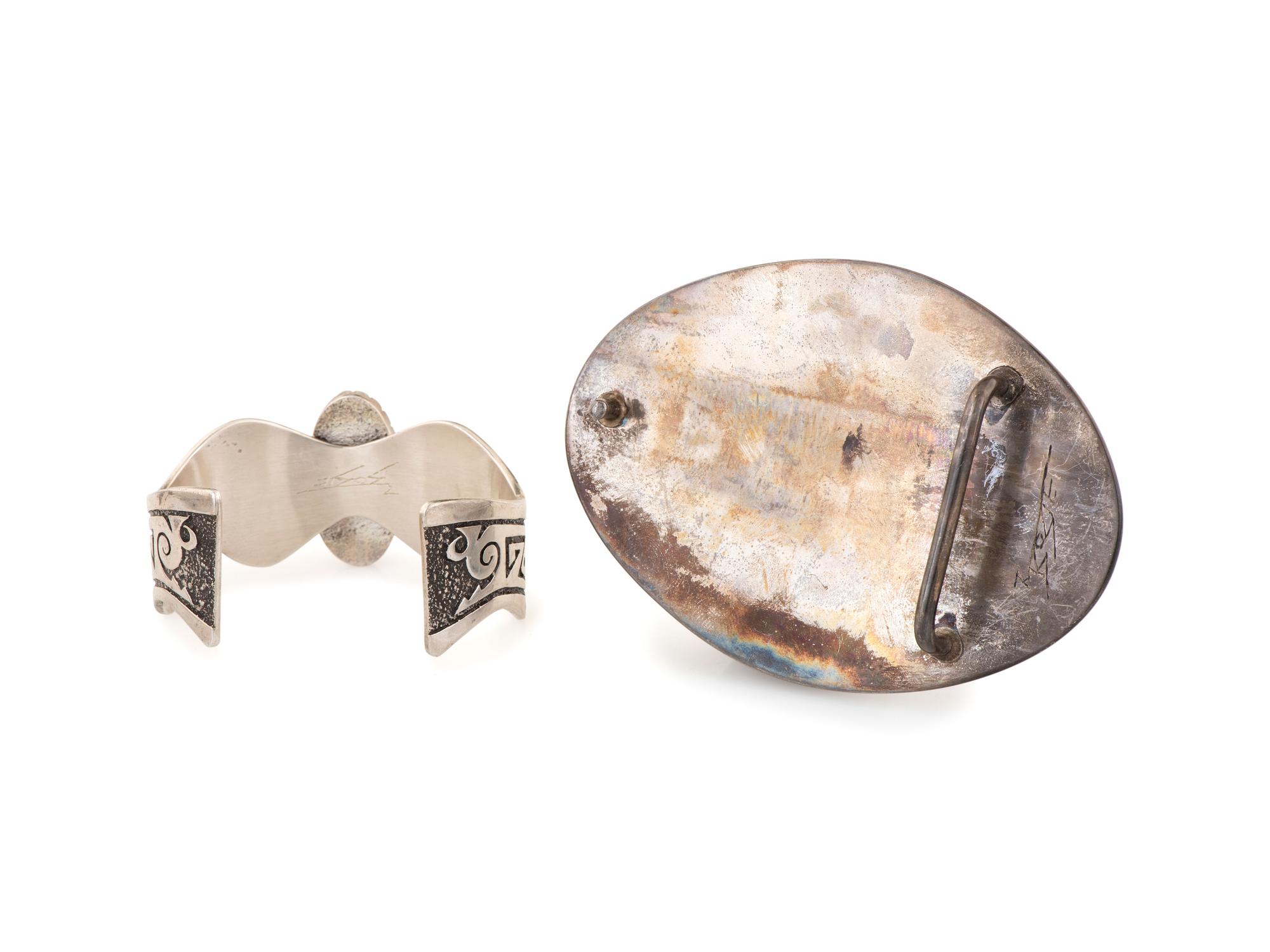 Cast Silver Cuff Bracelet AND Belt Buckle