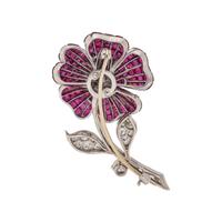 VAN CLEEF & ARPELS, RUBY AND DIAMOND ‘MYSTERY SET’ FLOWER BROOCH