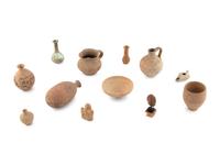 Ten Greco-Roman Terracotta and Glass Vessels with Three Figures