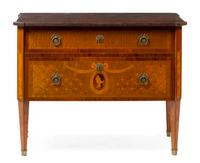 A Louis XVI Style Gilt Bronze Mounted Marquetry Commode Height 32 x width 41 x depth 19 3/4 inches. — 20TH CENTURY