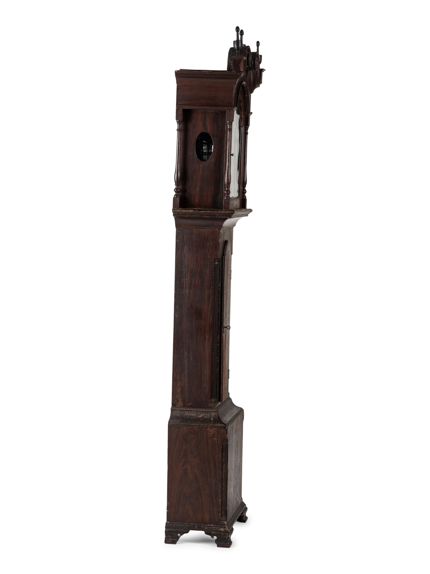 A Chippendale Grain Painted Pine Tall Case Clock