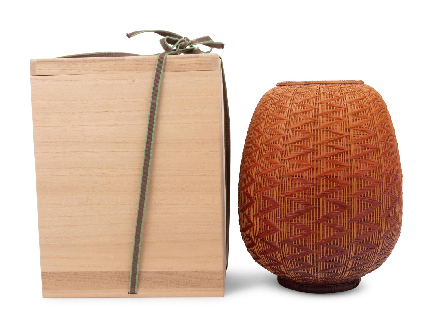 A Japanese Ikebana Bamboo Flower Arranging Basket