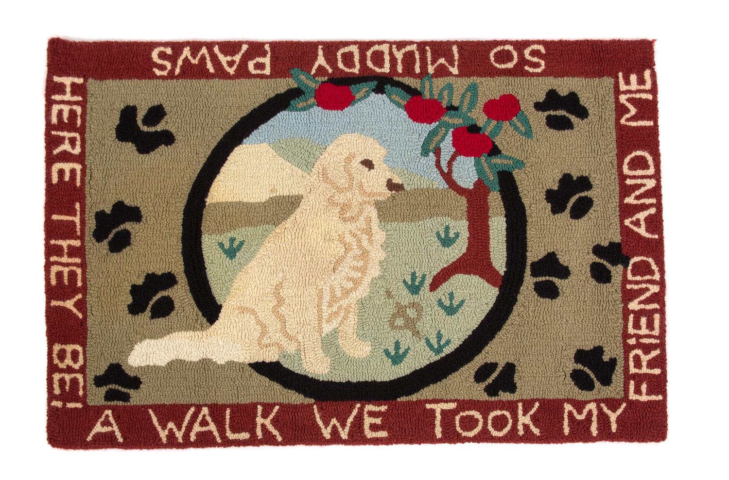 Two American Hooked Rugs and a Needlework Rug — 20TH CENTURY