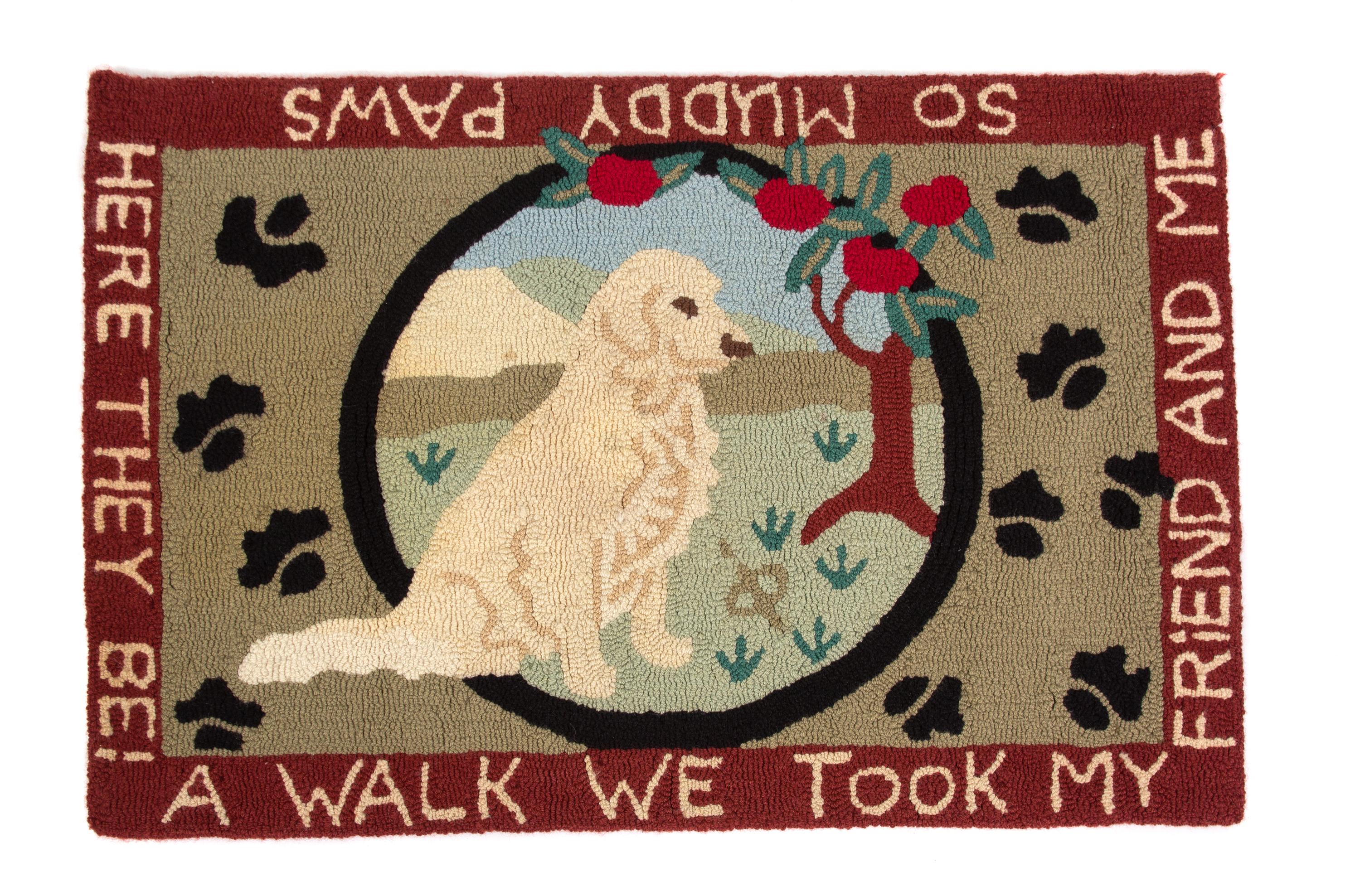 Two American Hooked Rugs and a Needlework Rug — 20TH CENTURY