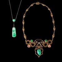 Two Jadeite and Silver Mounted Necklaces