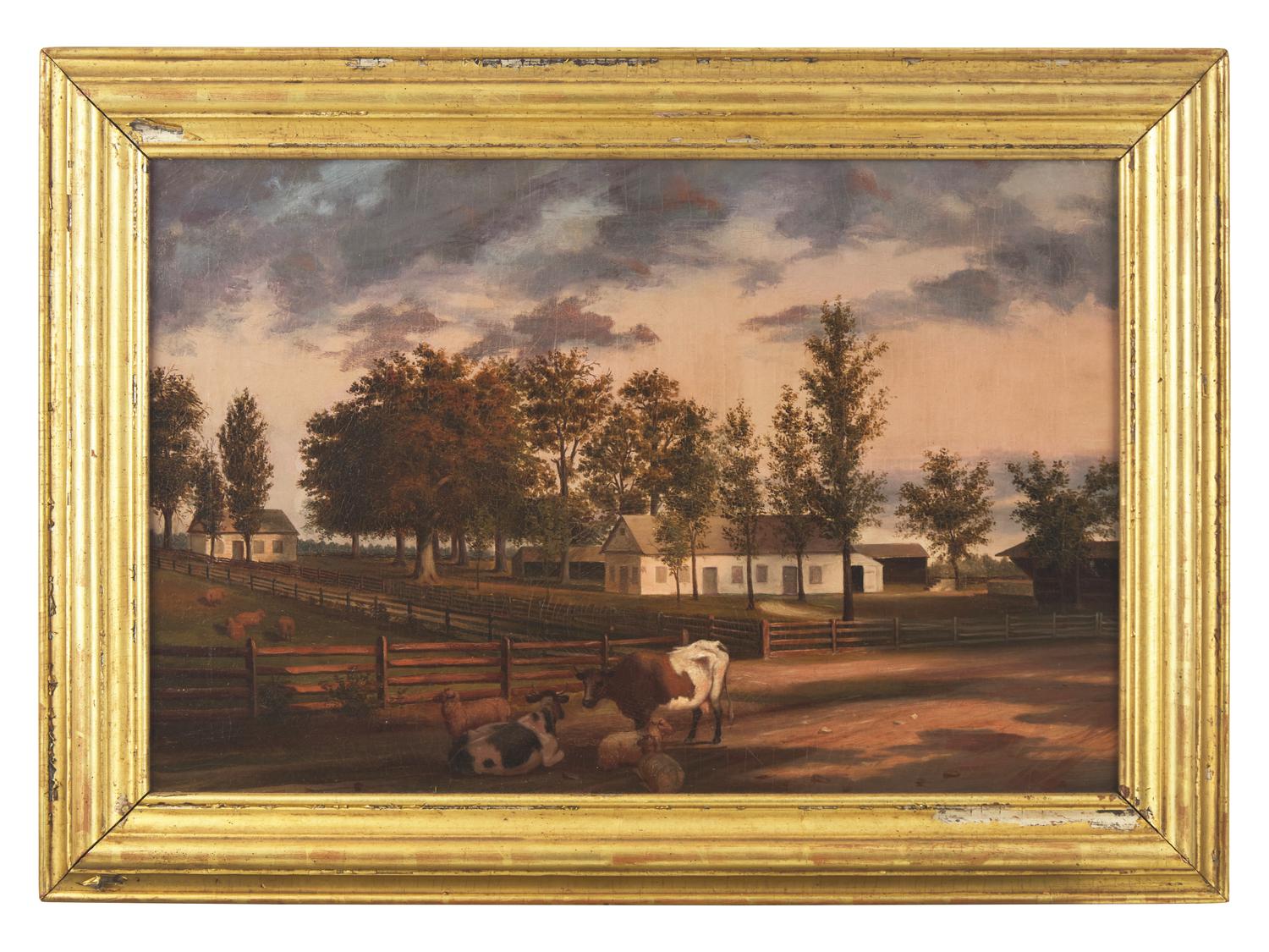 Attributed To John Archibald Woodside (1781-1852), Delaware Valley Farm Scene With Quaker Meeting House