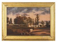 Attributed To John Archibald Woodside (1781-1852), Delaware Valley Farm Scene With Quaker Meeting House
