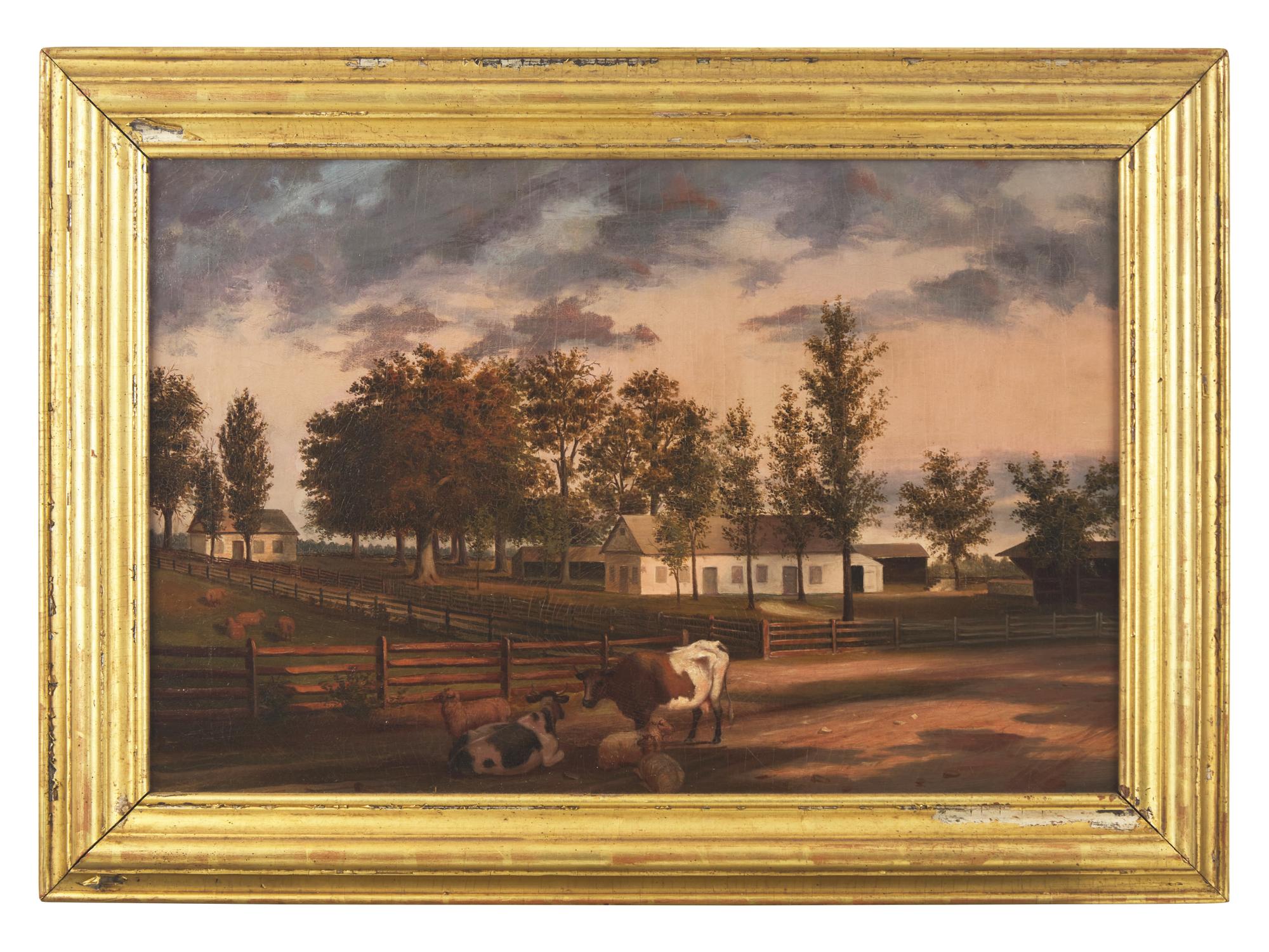 Attributed To John Archibald Woodside (1781-1852), Delaware Valley Farm Scene With Quaker Meeting House